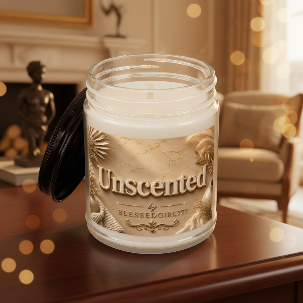 Unscented Soy Candle Jar — 4oz & 9oz Amber Glass with Black Lid