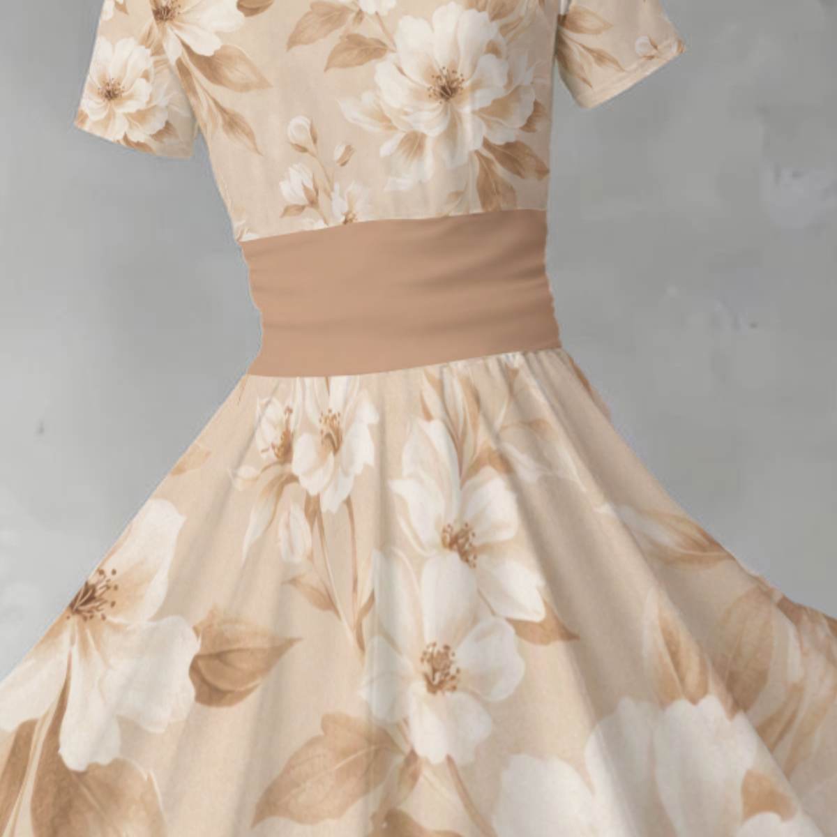 All-over Print Women's Short Sleeve V Neck Midi Dress