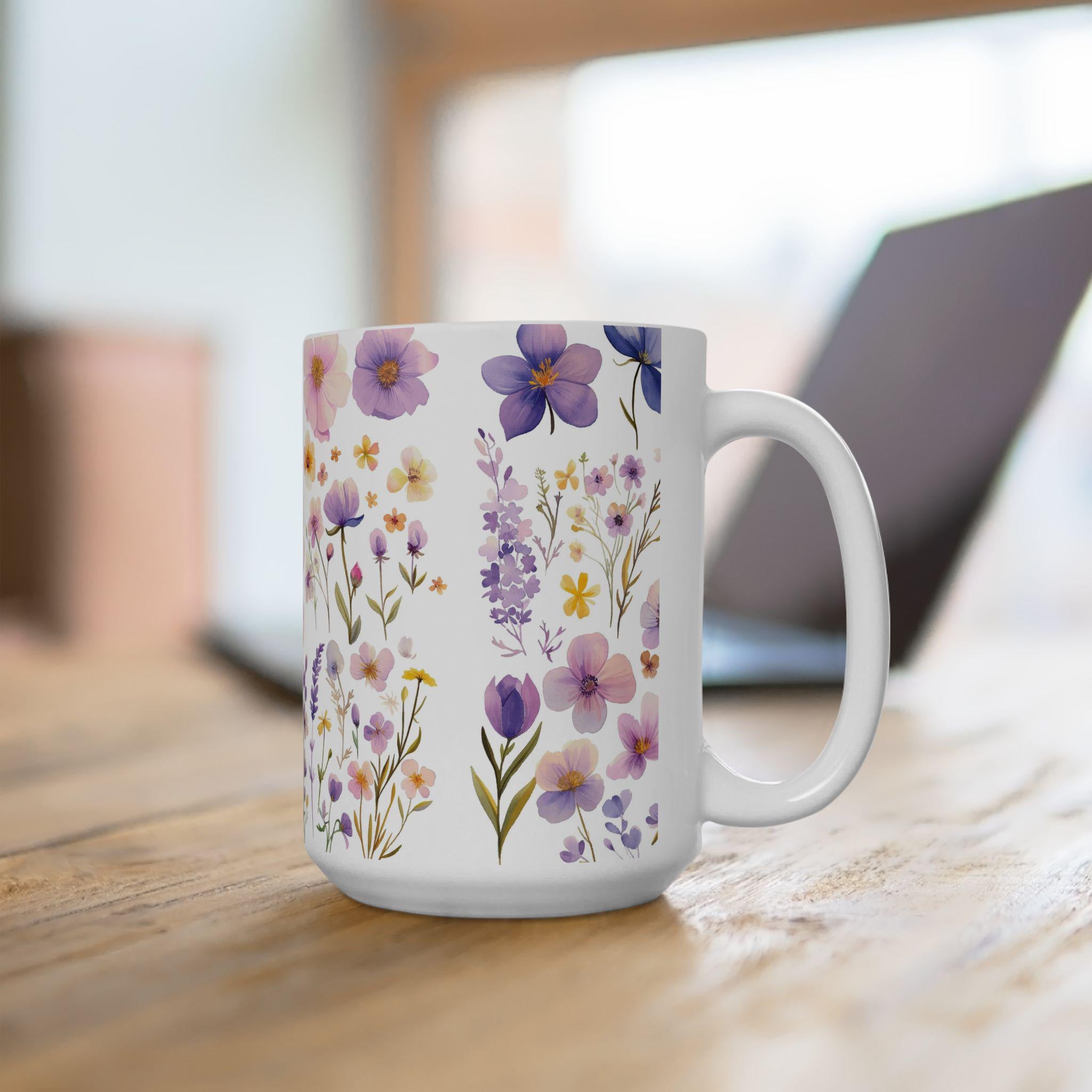 Taza Botánica de Flores Silvestres -Regalo Floral para Mujer,Mug de Cerámica Estética de Naturaleza,Regalo para Mamá,Garden Lover Coffee Cup