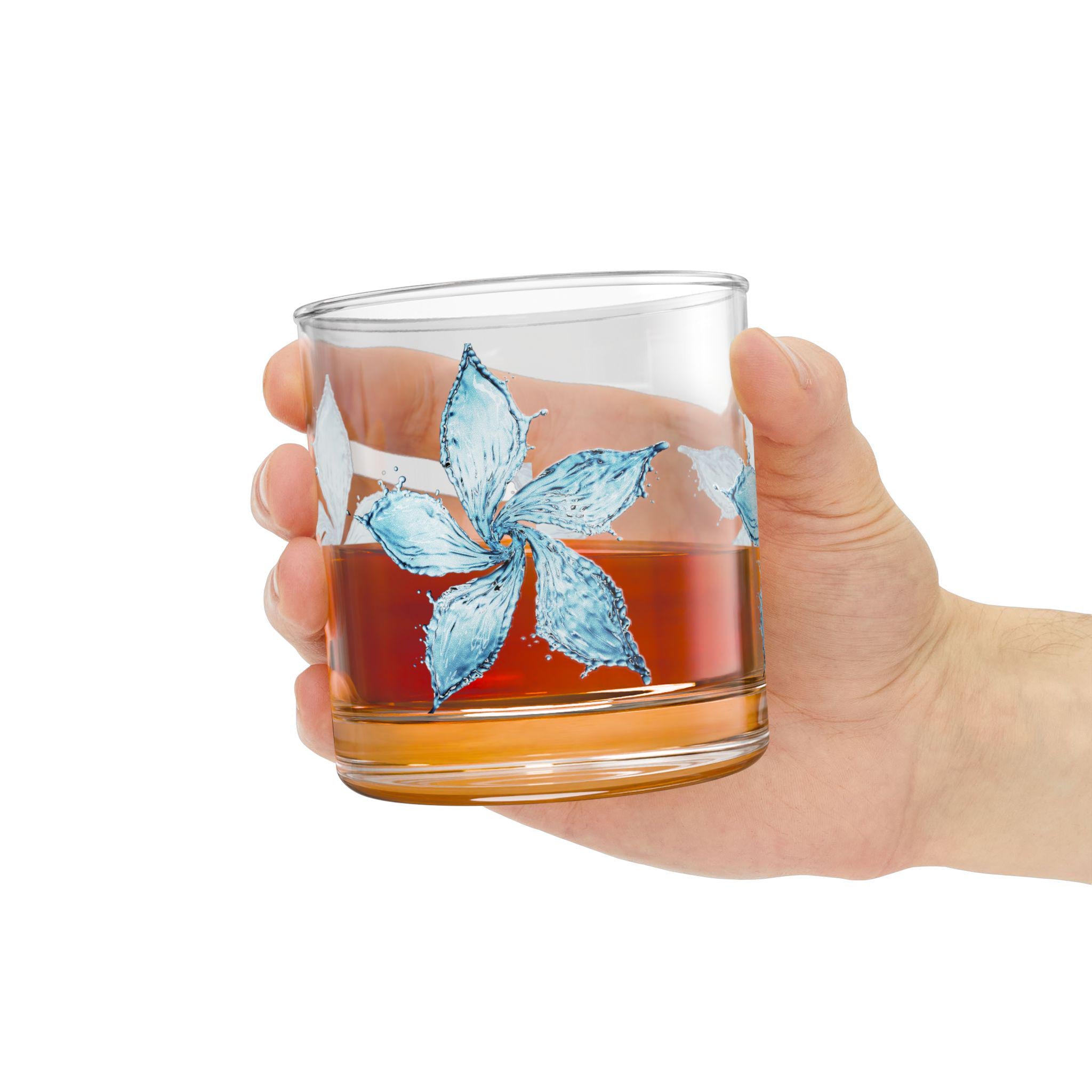 Vaso de Cristal Floral Rocks 10oz - Cristalería Estética de Flores, Vaso para Cócteles y Whisky, Regalo de Lujo para Mujer