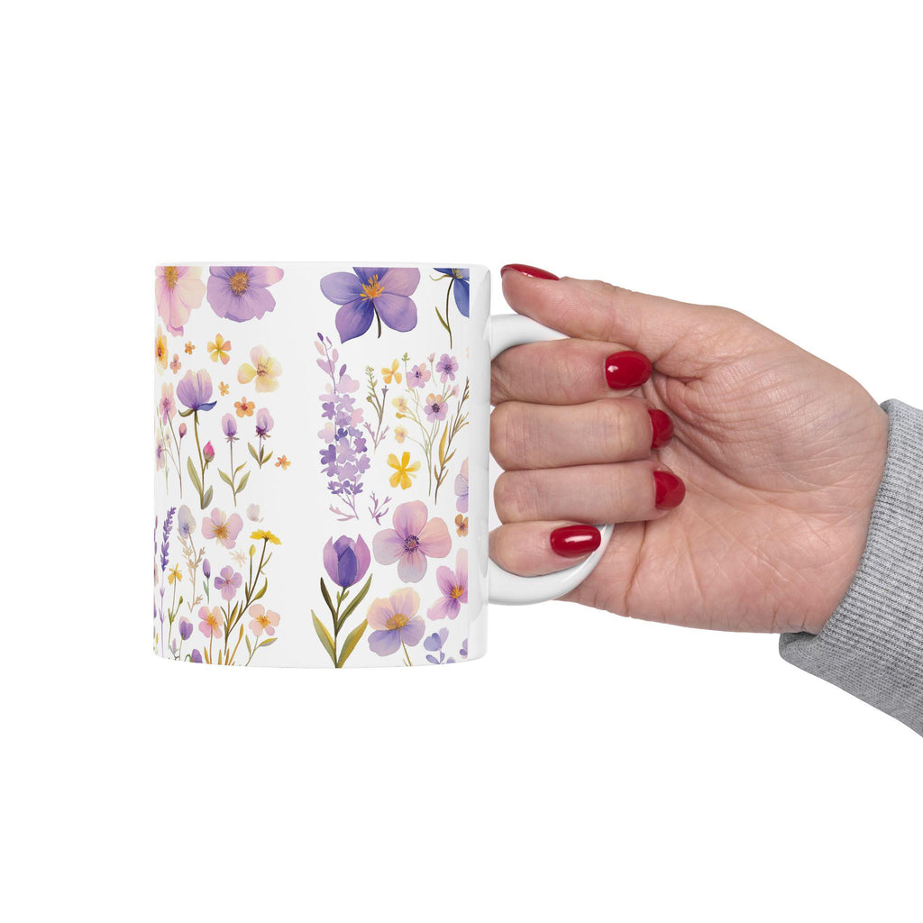Taza Botánica de Flores Silvestres -Regalo Floral para Mujer,Mug de Cerámica Estética de Naturaleza,Regalo para Mamá,Garden Lover Coffee Cup