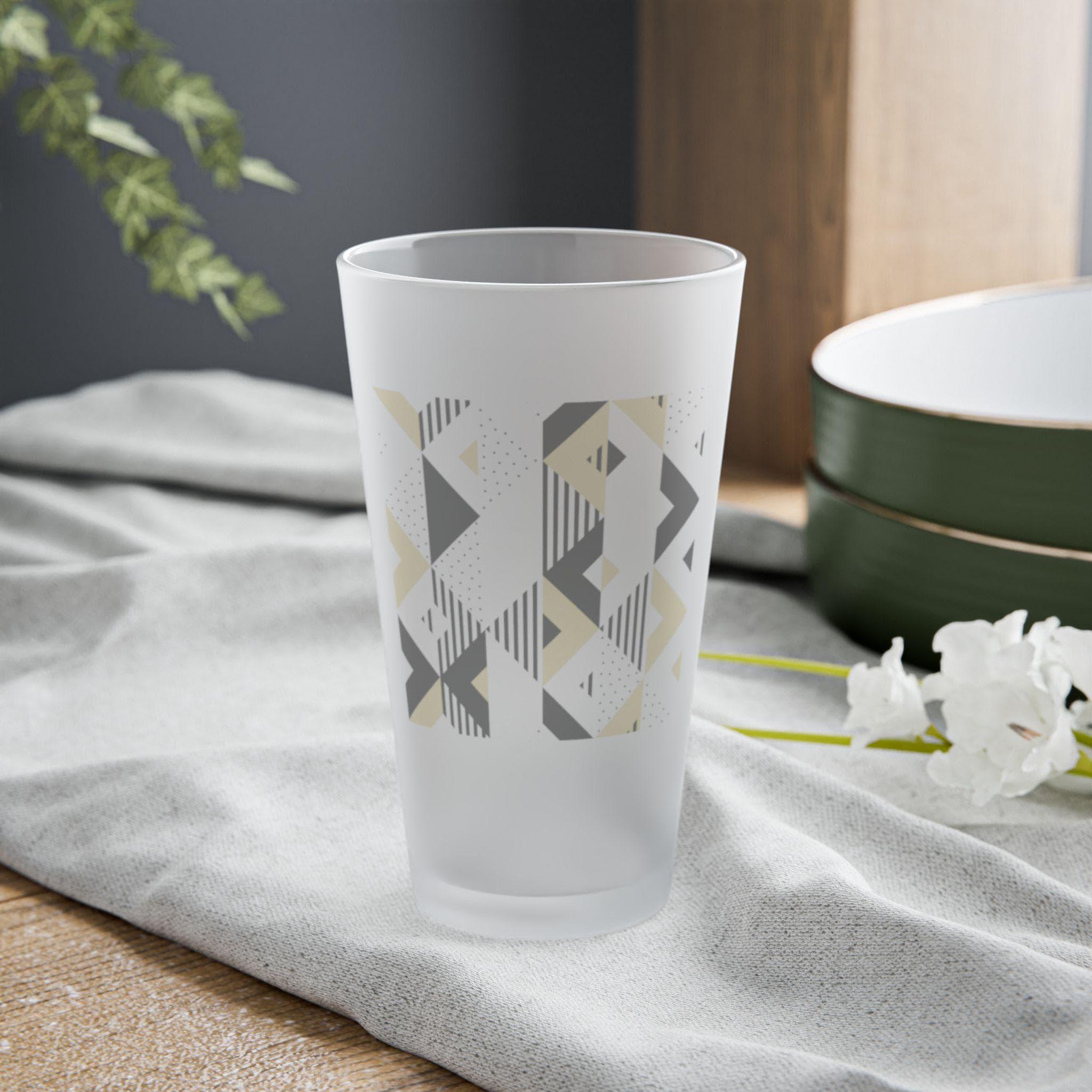Vaso de Pinta Esmerilado 16oz - Frosted Glass Sleek Design, Vaso de Cerveza Mate, Cristalería Minimalista de Lujo