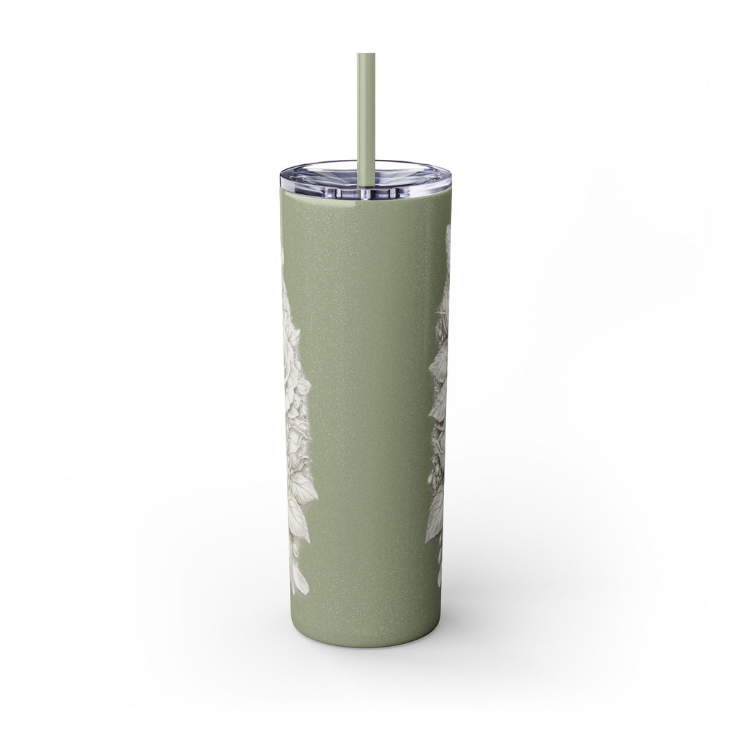 Skinny Tumbler — Monochrome Rose Garden 20oz Straw Tumbler