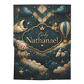 Personalized Baby Swaddle Blanket – Dreamy Night Sky Design (Name: Nathanael)