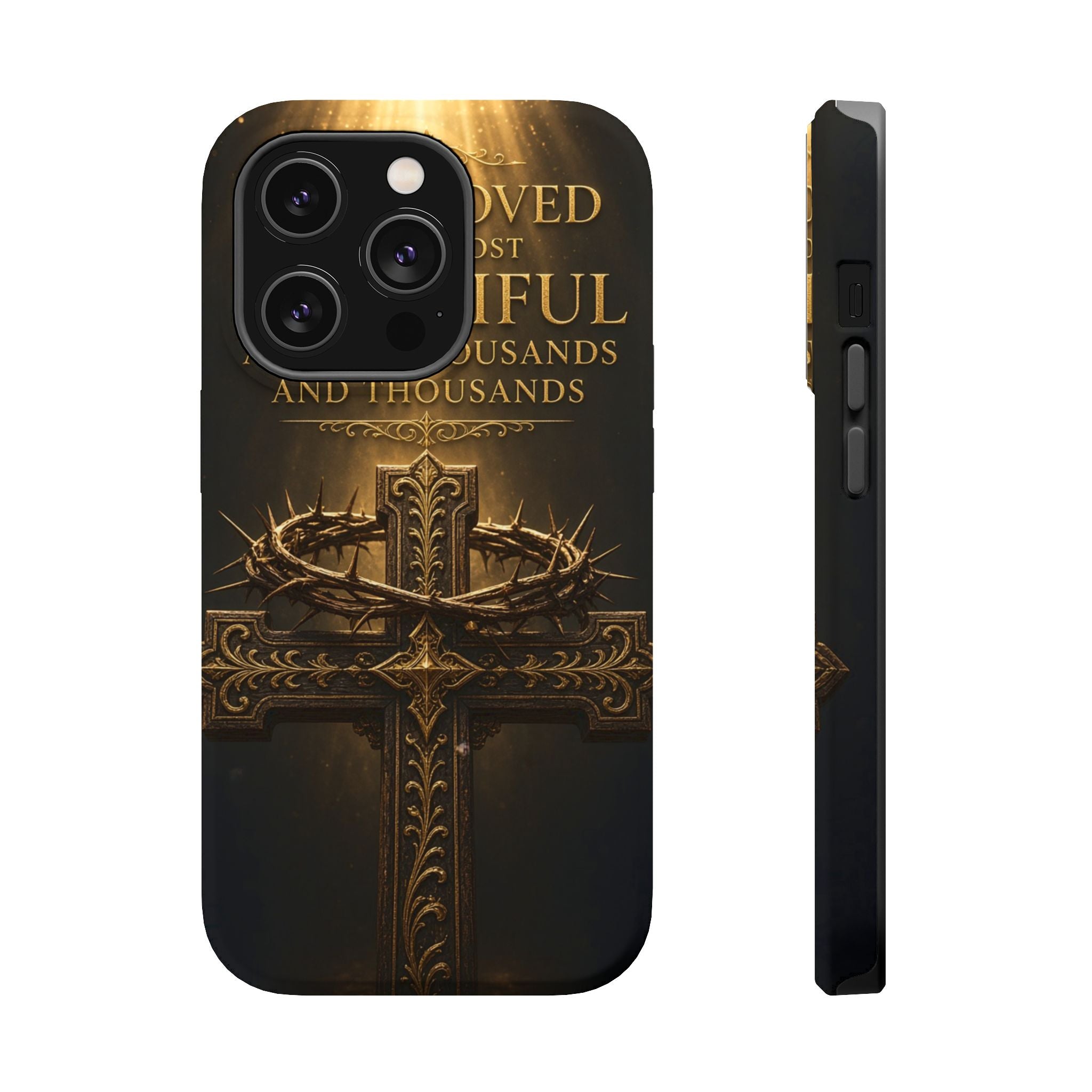 Magnetic Impact-Resistant Phone Case — "Most Beautiful" Cross with Crown of Thorns