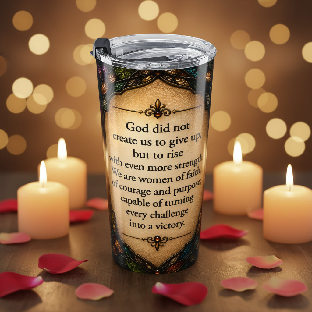 Rising Phoenix Faith Tumbler — 20oz Stained Glass Scripture for Overcomers 🔥