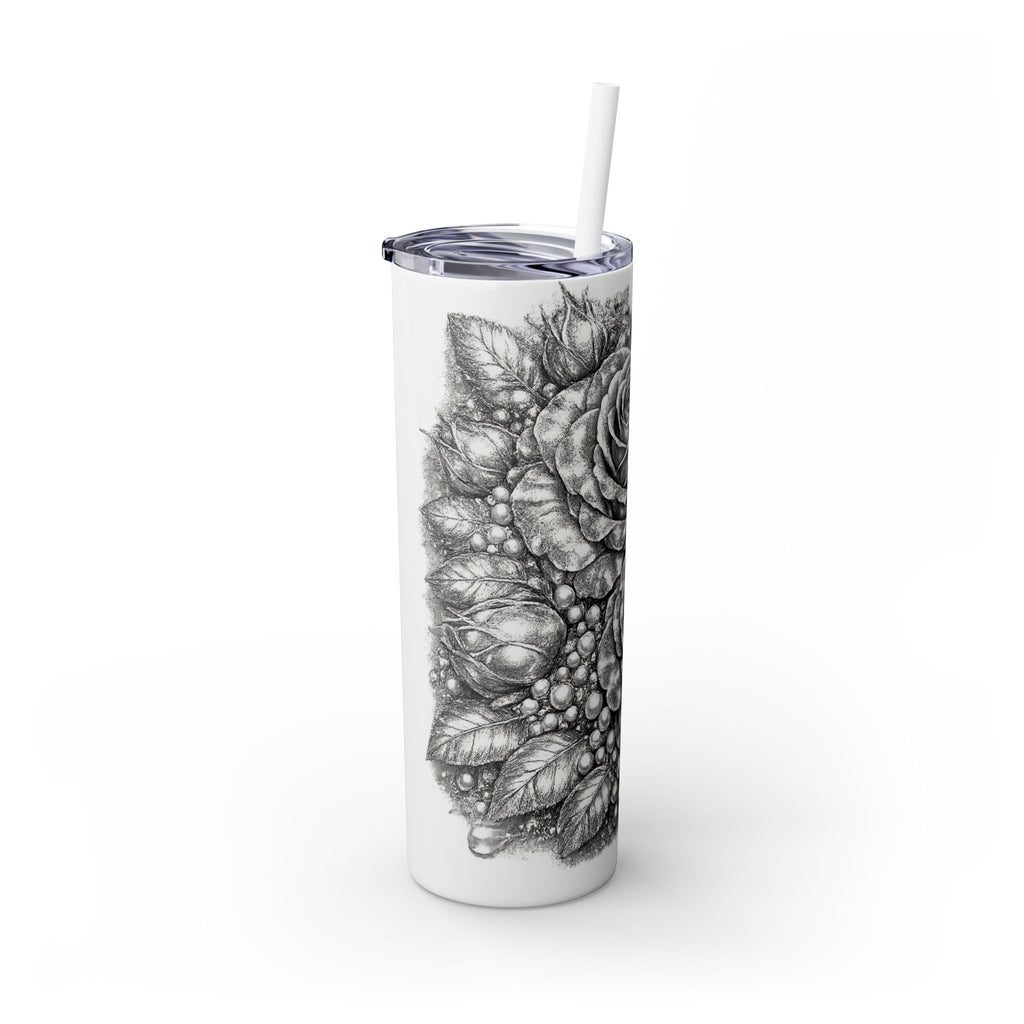 Skinny Tumbler — Monochrome Rose Garden 20oz Straw Tumbler