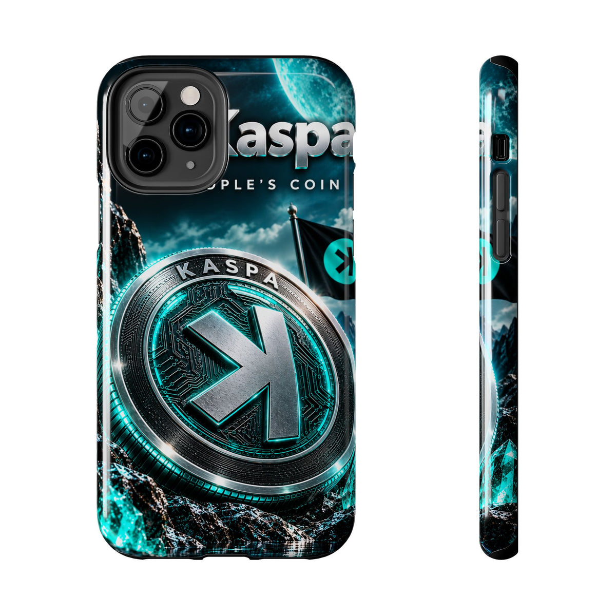 Kaspa Coin Tough Phone Case – Teal Crypto Logo Protective Cover