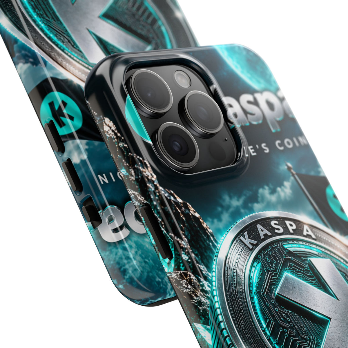 Kaspa Coin Tough Phone Case – Teal Crypto Logo Protective Cover