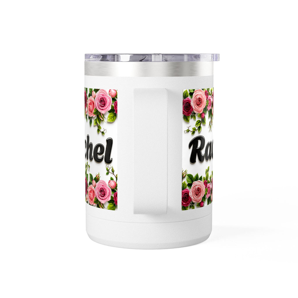 Personalized Rachel Floral 15oz Travel Mug — Insulated Coffee Tumbler
