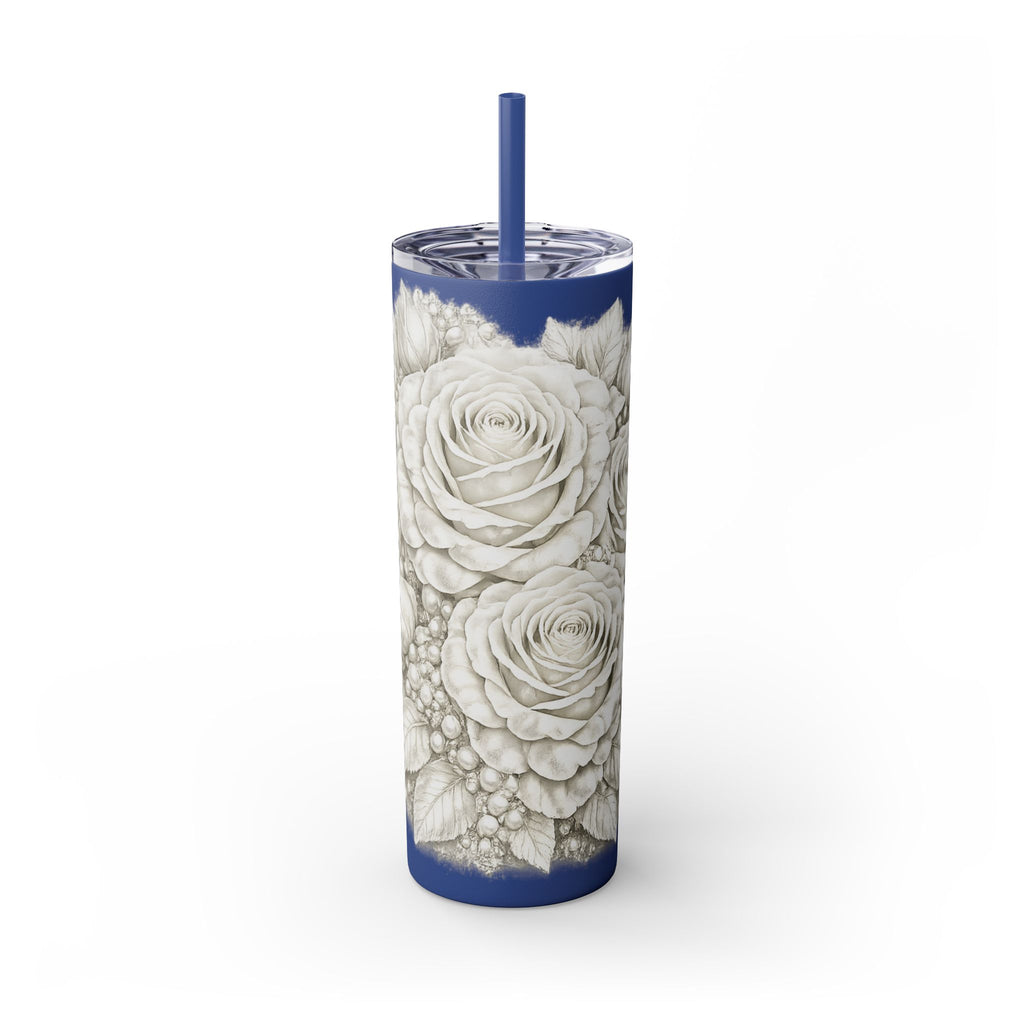 Skinny Tumbler — Monochrome Rose Garden 20oz Straw Tumbler
