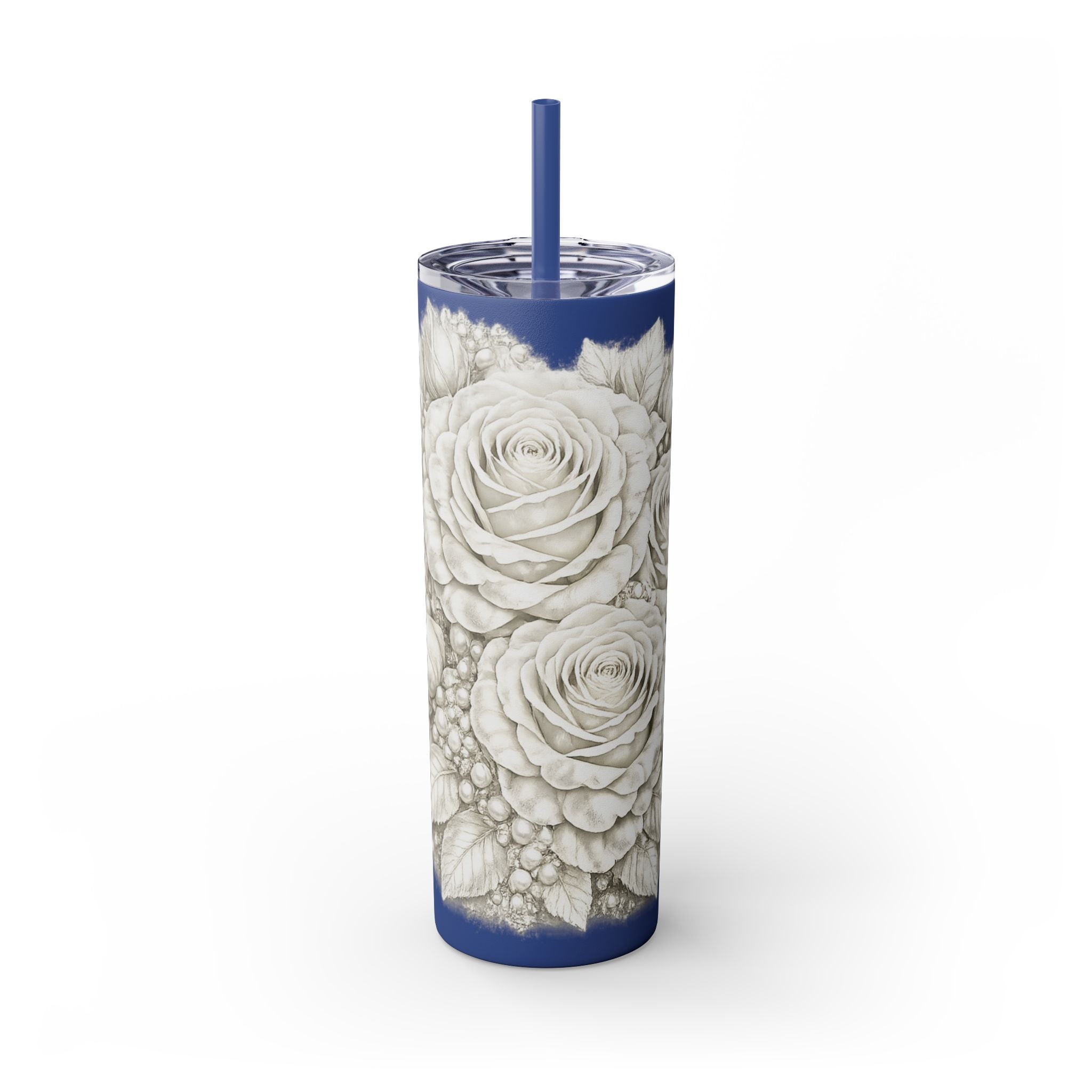 Skinny Tumbler — Monochrome Rose Garden 20oz Straw Tumbler