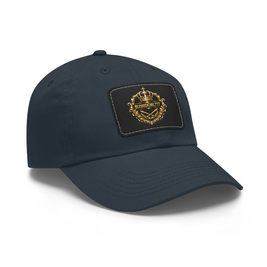 Dad Hat — Vintage Gold Crest Leather Patch Cap
