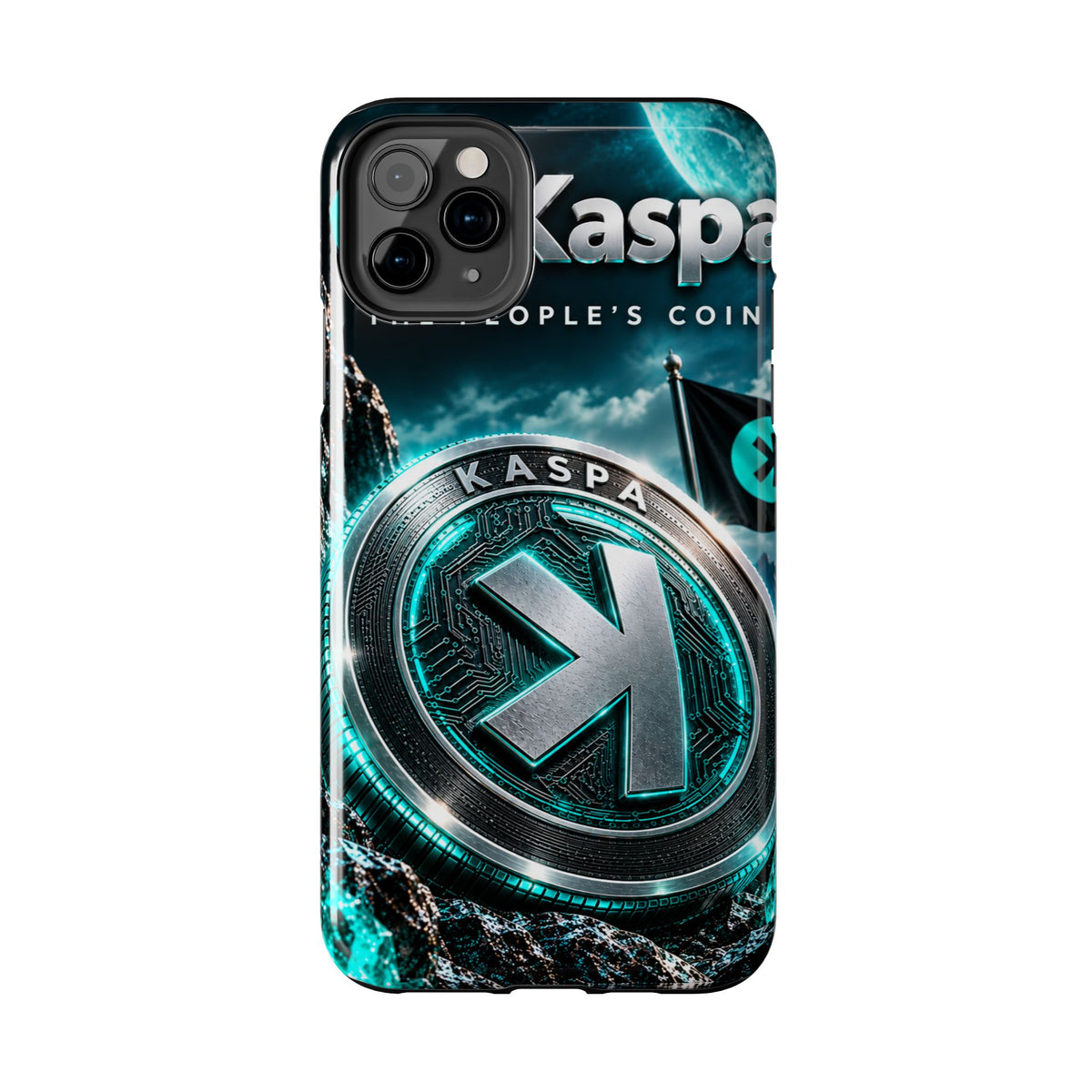 Kaspa Coin Tough Phone Case – Teal Crypto Logo Protective Cover