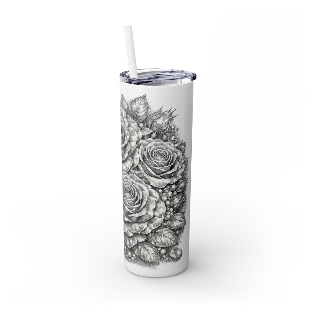 Skinny Tumbler — Monochrome Rose Garden 20oz Straw Tumbler