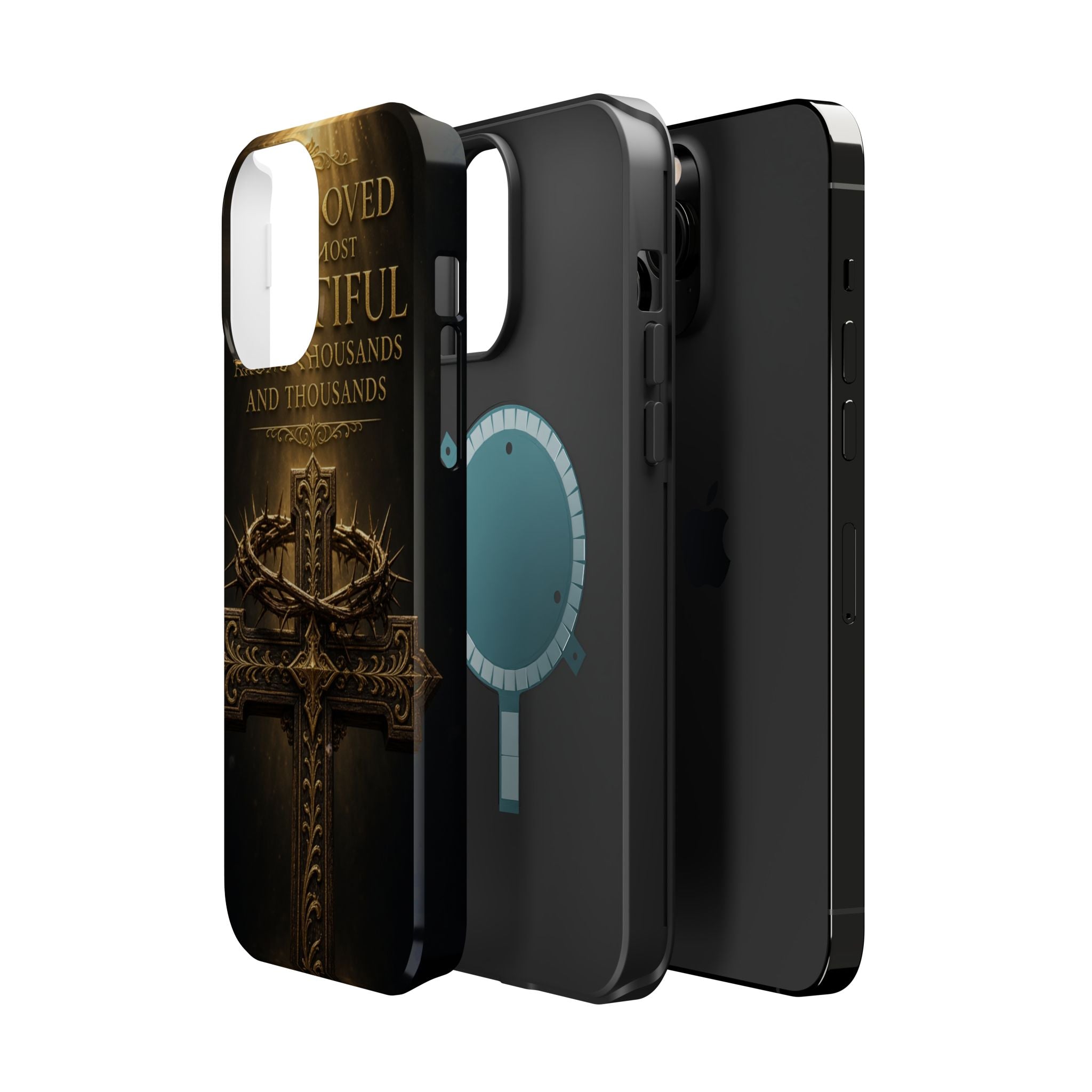 Magnetic Impact-Resistant Phone Case — "Most Beautiful" Cross with Crown of Thorns