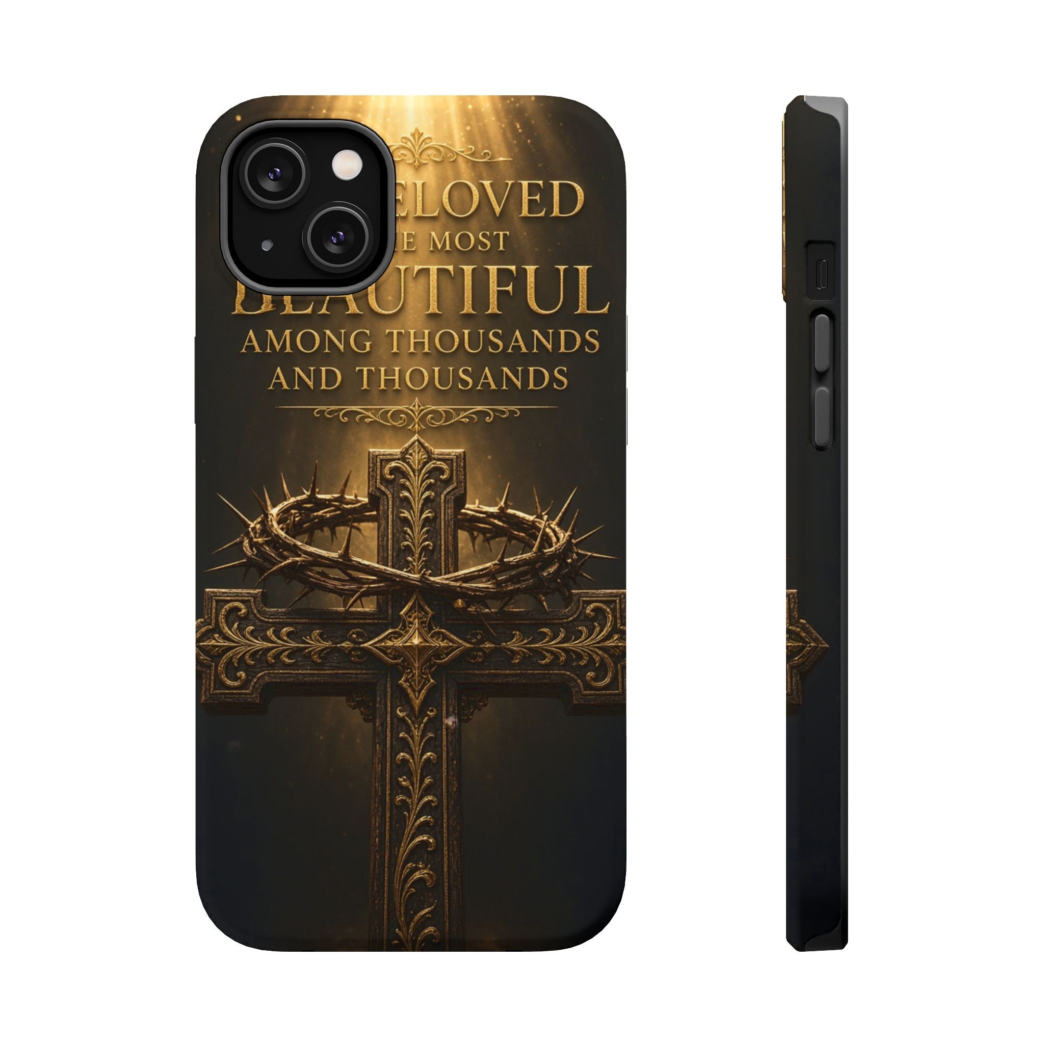 Magnetic Impact-Resistant Phone Case — "Most Beautiful" Cross with Crown of Thorns