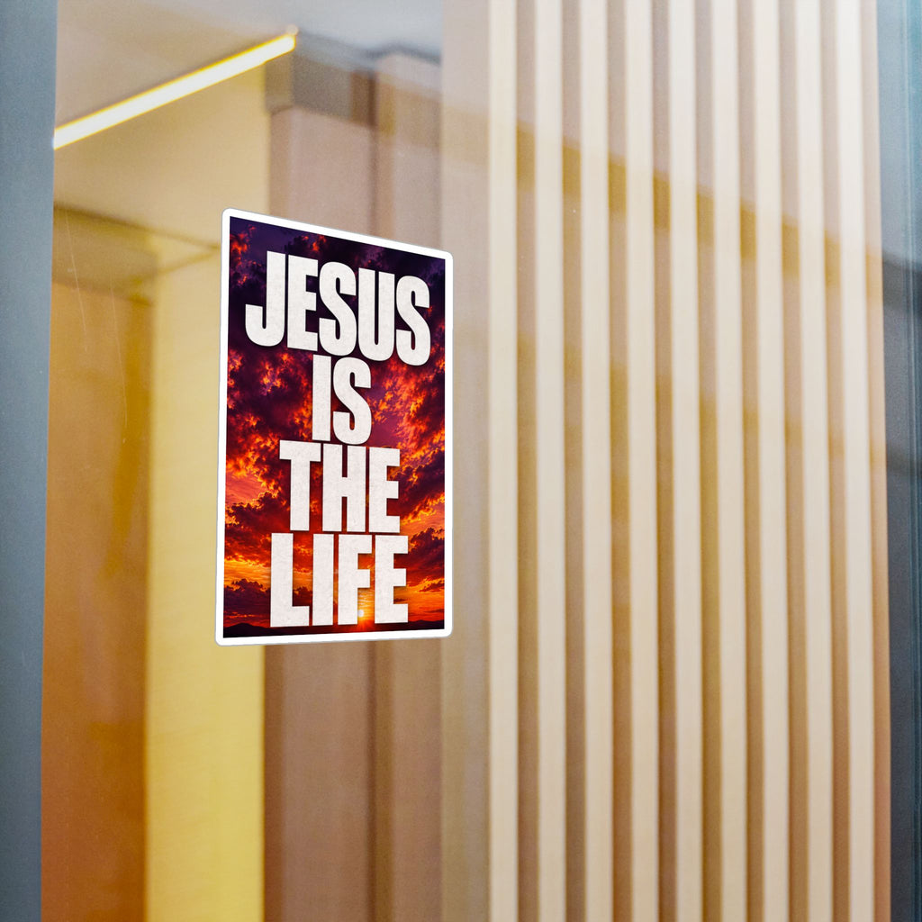 Jesus Is the Life Vinyl Decal — Sunset Color Christian Sticker (Kiss-Cut)