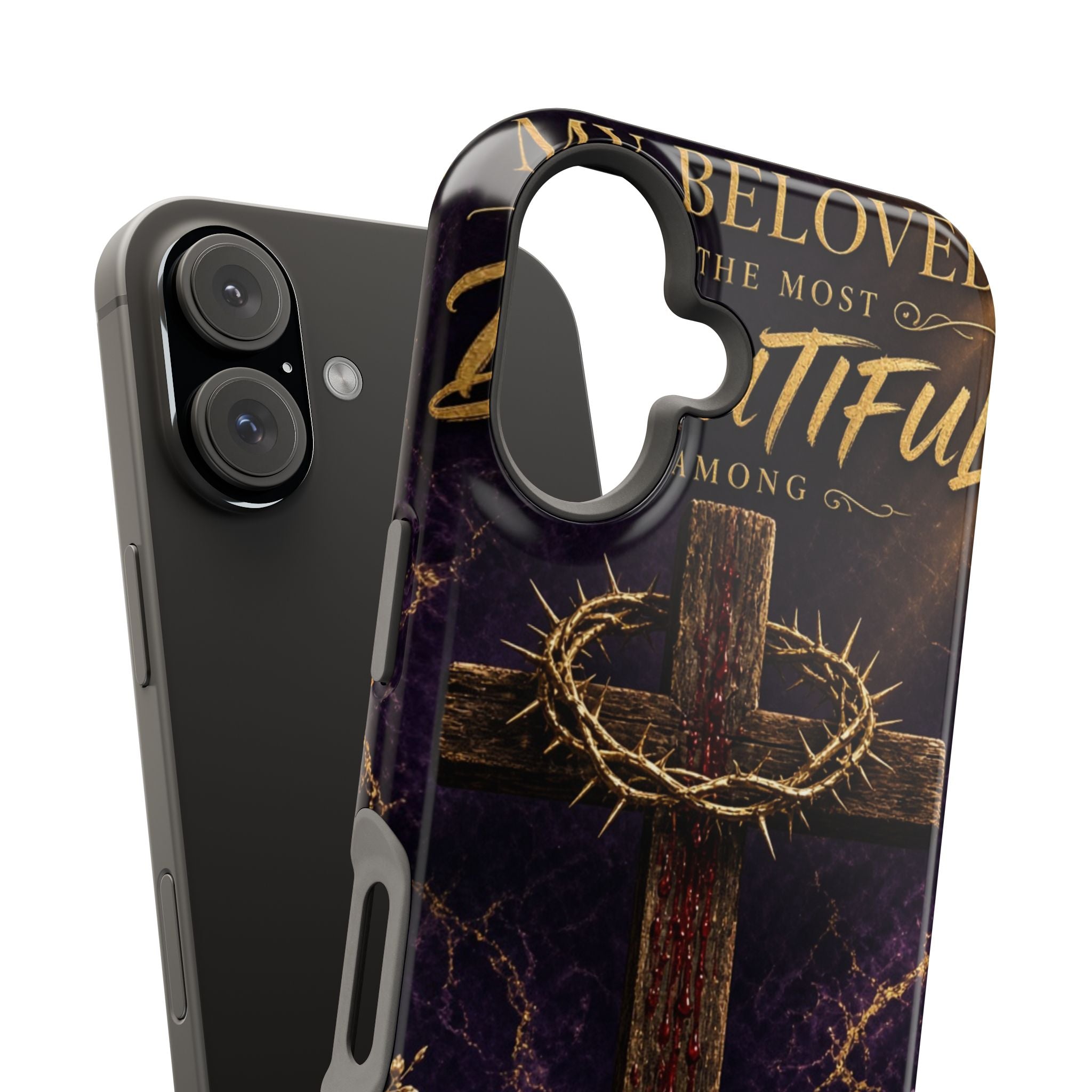 Christian Cross Magnetic Impact-Resistant Phone Case — "Beloved Most Beautiful" Scripture Design