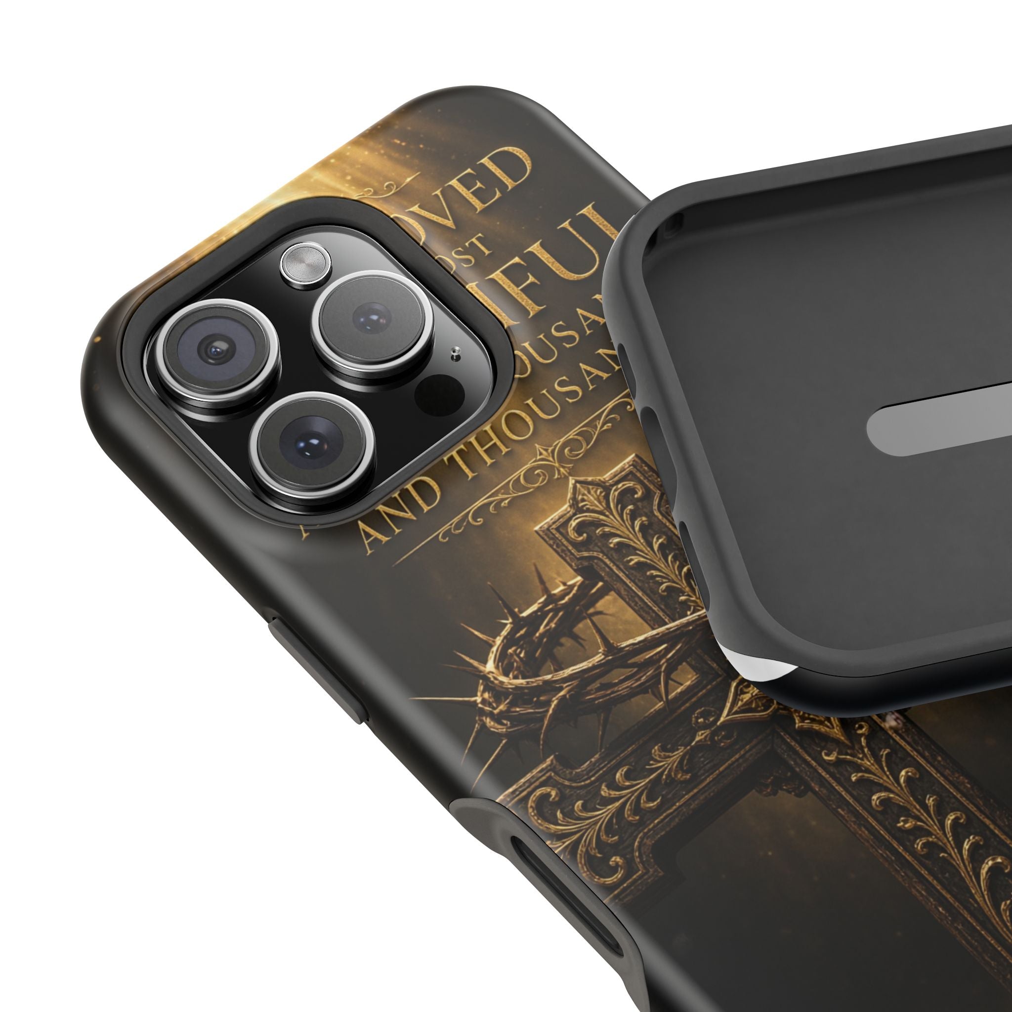 Magnetic Impact-Resistant Phone Case — "Most Beautiful" Cross with Crown of Thorns