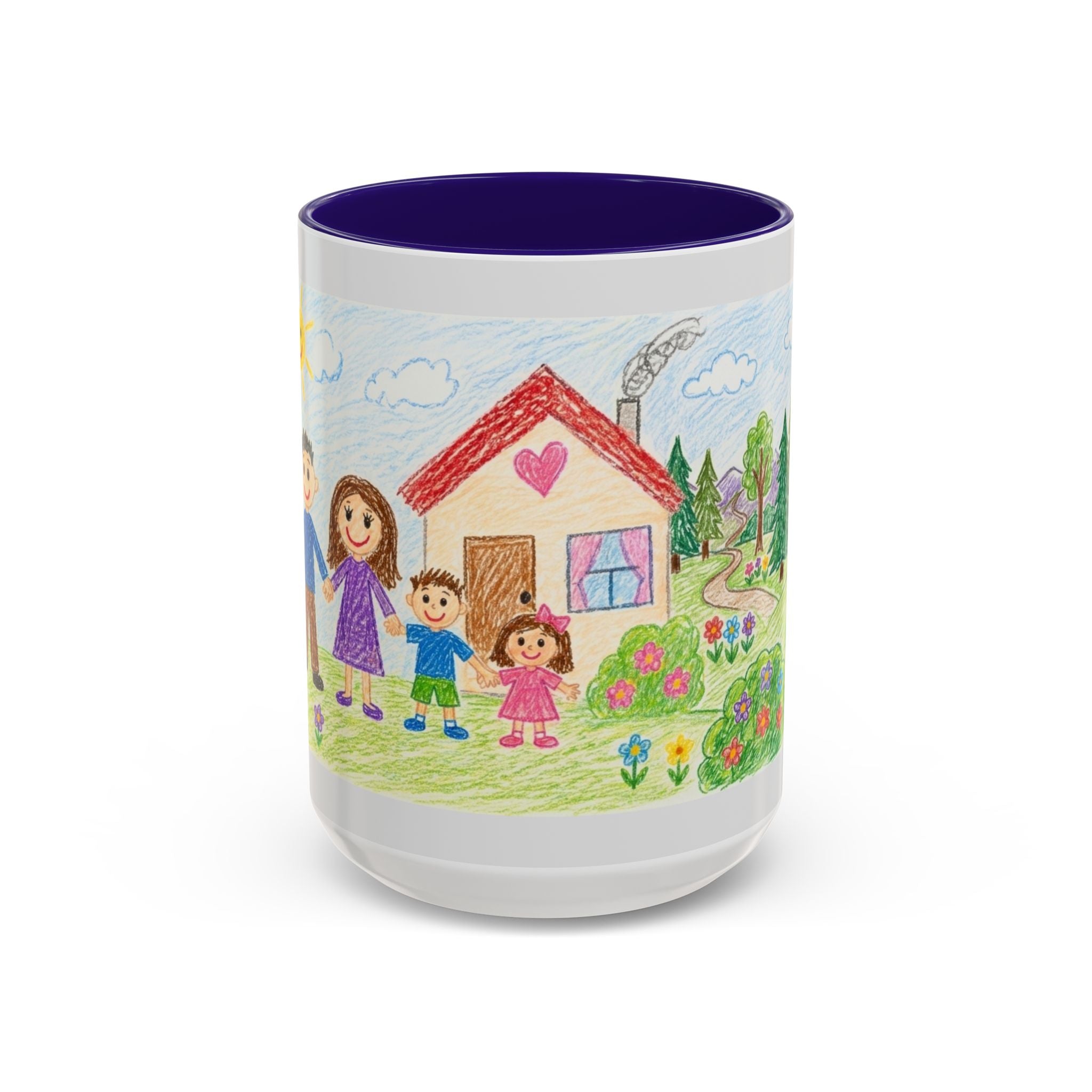 Crayon Family Home Drawing Mug | Colorful Ceramic Coffee Cup