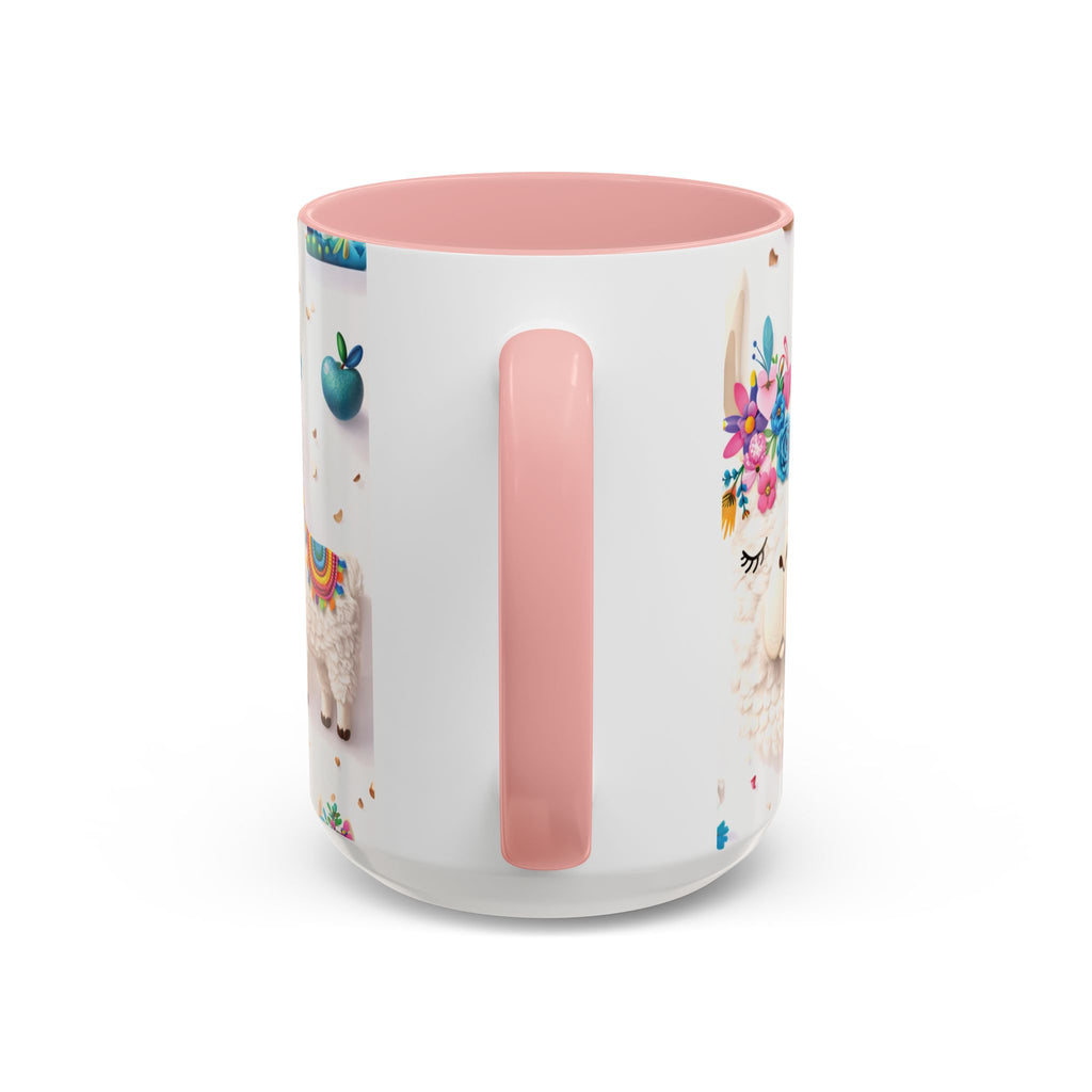 Cute Llama Pattern Accent Coffee Mug (11/15oz) – Colorful Fiesta Alpaca Design