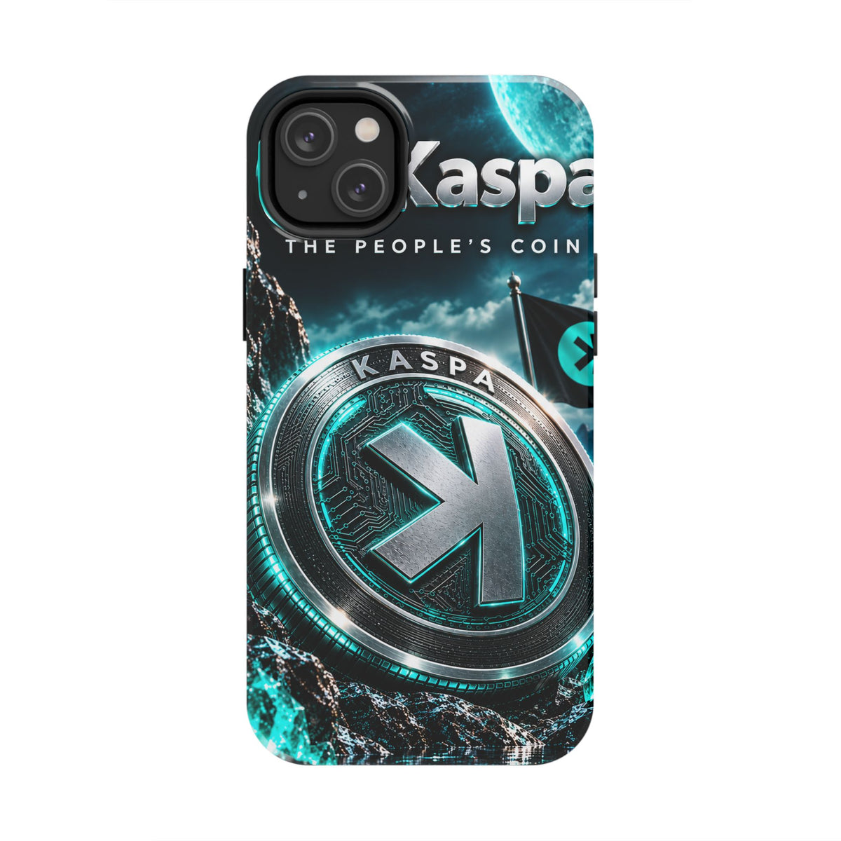 Kaspa Coin Tough Phone Case – Teal Crypto Logo Protective Cover