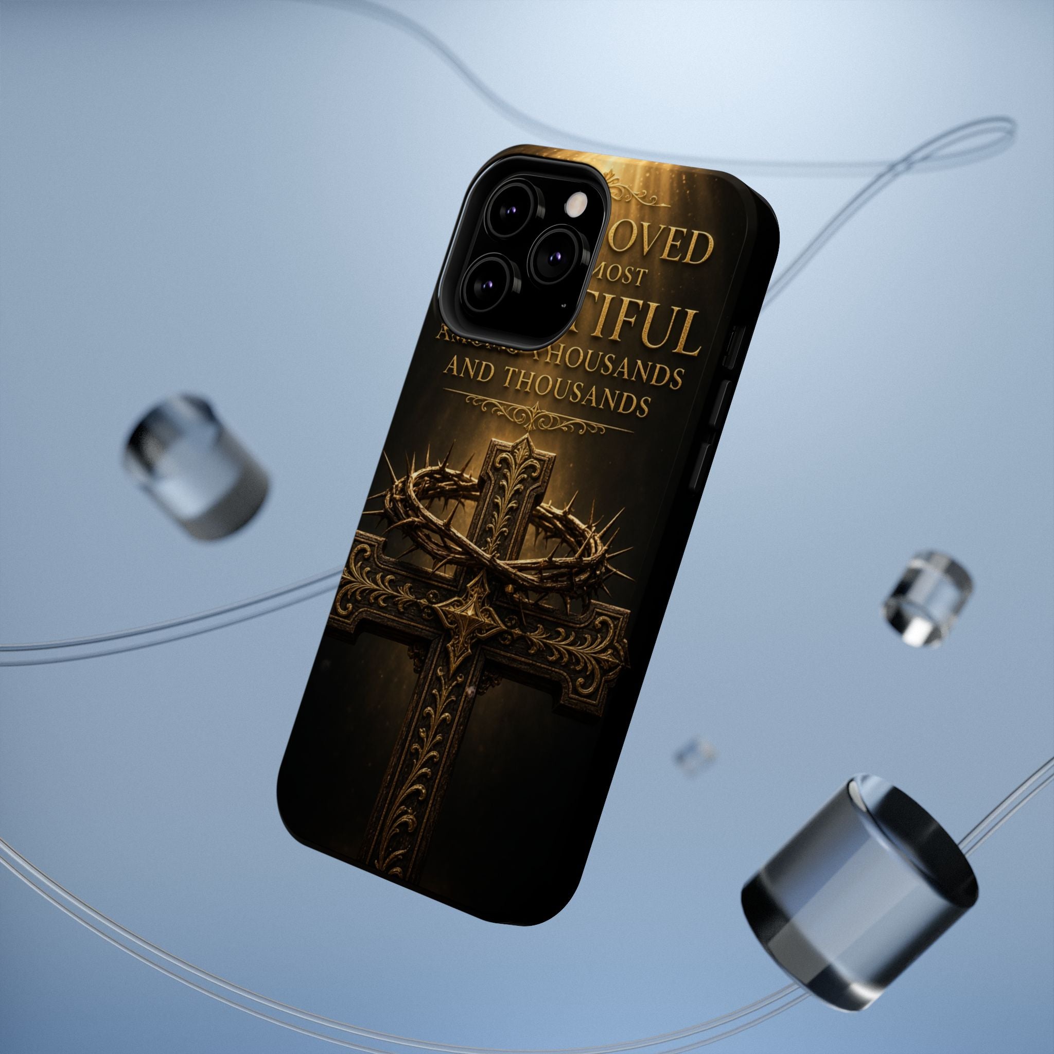 Magnetic Impact-Resistant Phone Case — "Most Beautiful" Cross with Crown of Thorns