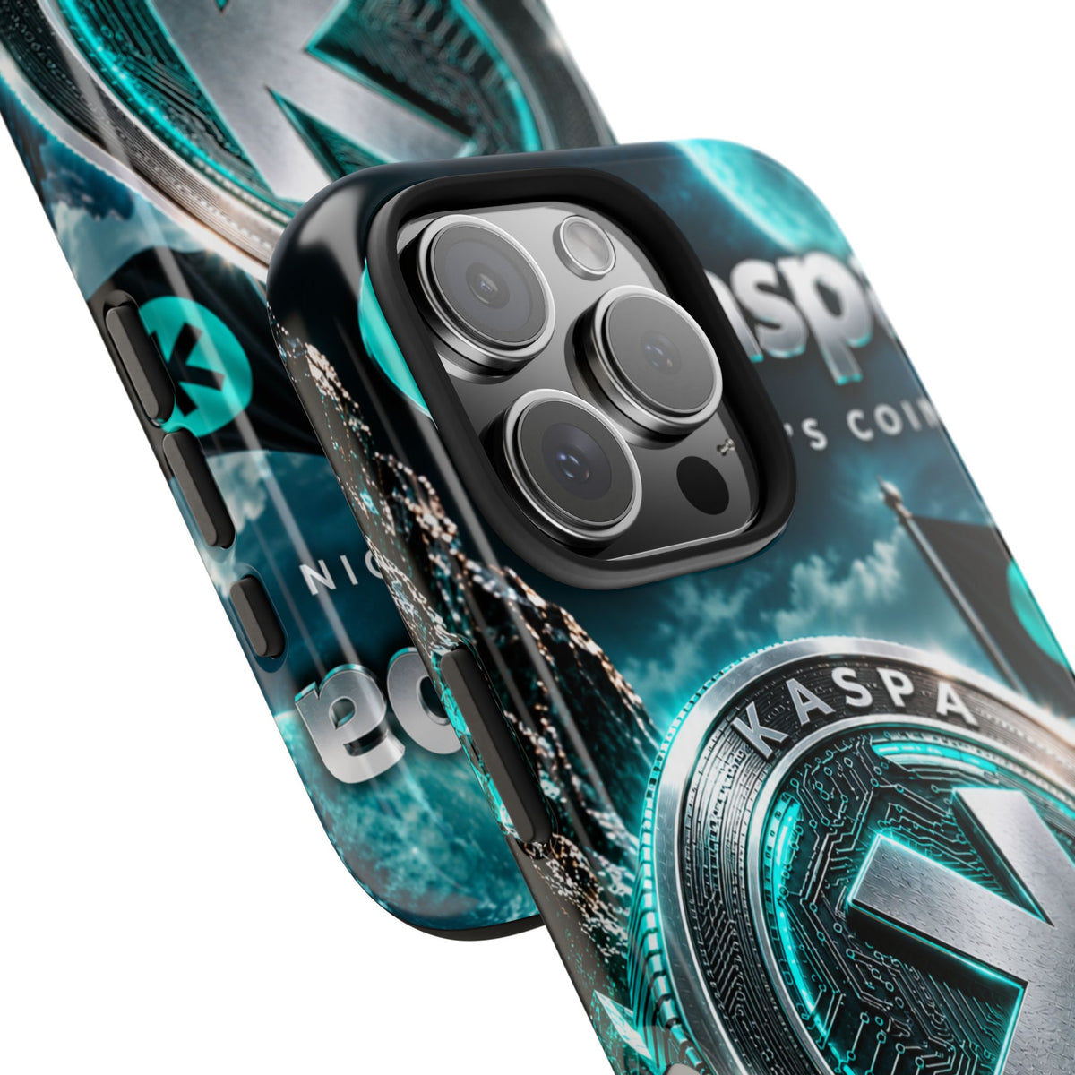 Kaspa Coin Tough Phone Case – Teal Crypto Logo Protective Cover