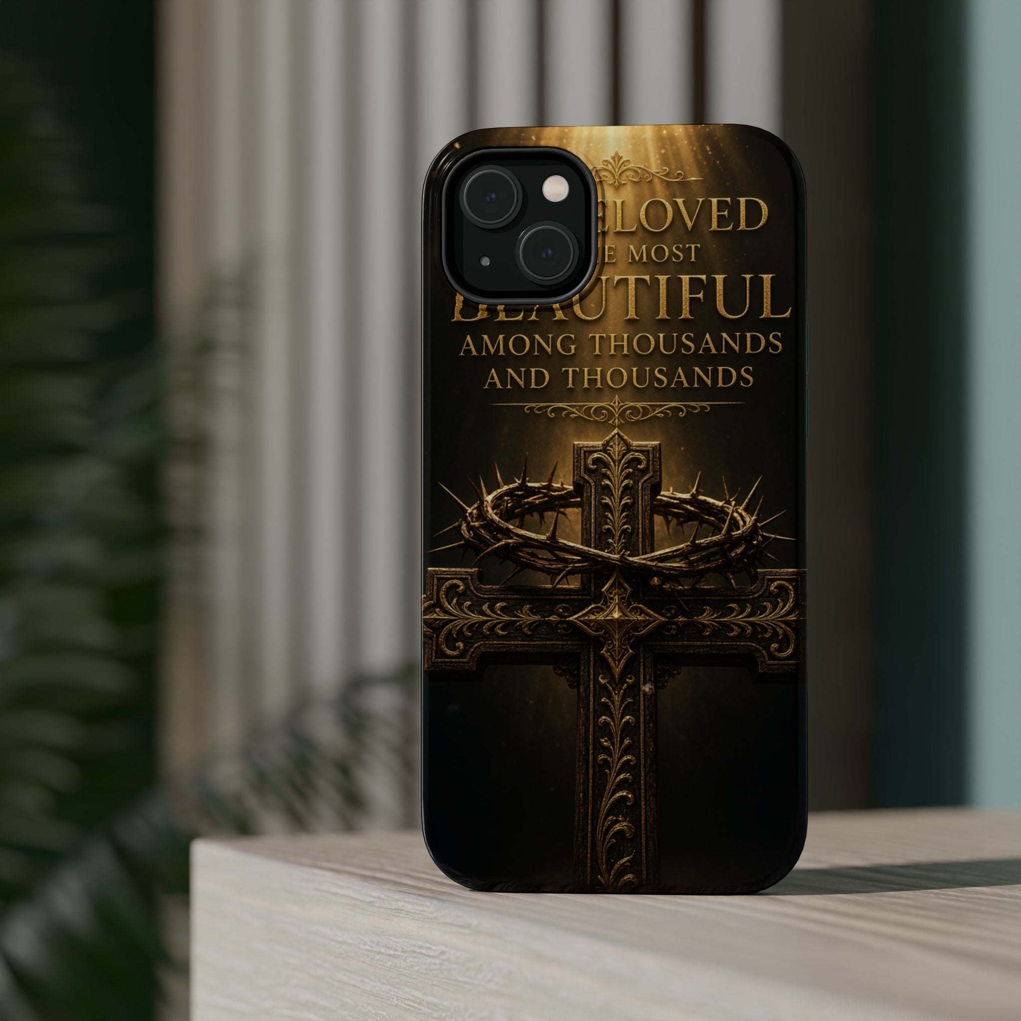 Magnetic Impact-Resistant Phone Case — "Most Beautiful" Cross with Crown of Thorns