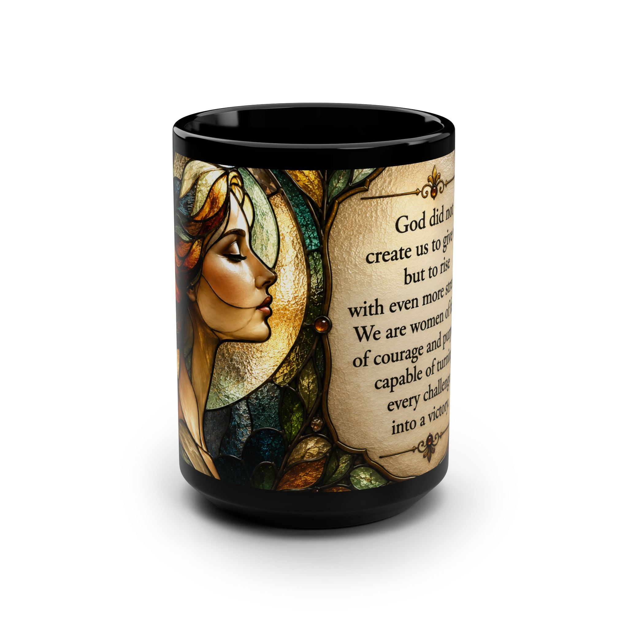 Inspirational Faith Mug — "God did not create us to give up" 15oz