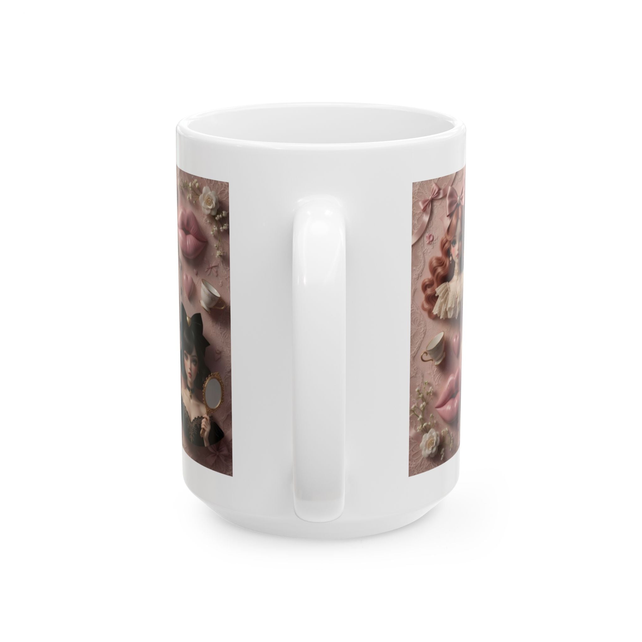 Pink Baroque Lips Pattern Mug | Romantic Vintage Decorative Ceramic