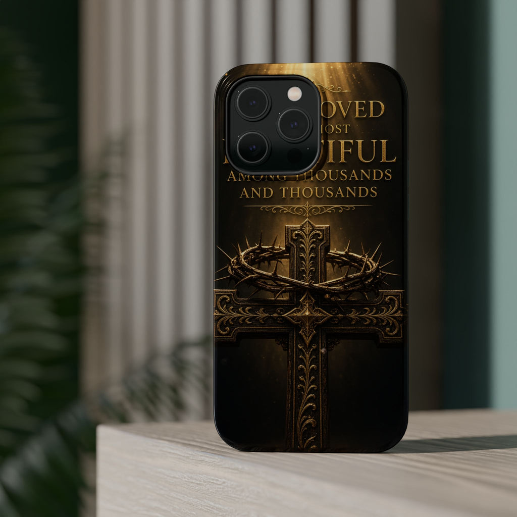Magnetic Impact-Resistant Phone Case — "Most Beautiful" Cross with Crown of Thorns