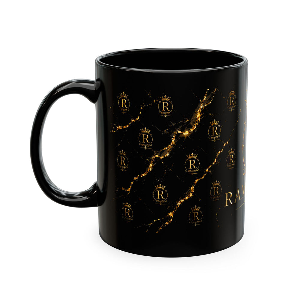 Gold Crest Monogram Mug — Personalized 'R' RamonCito Ceramic Coffee Cup