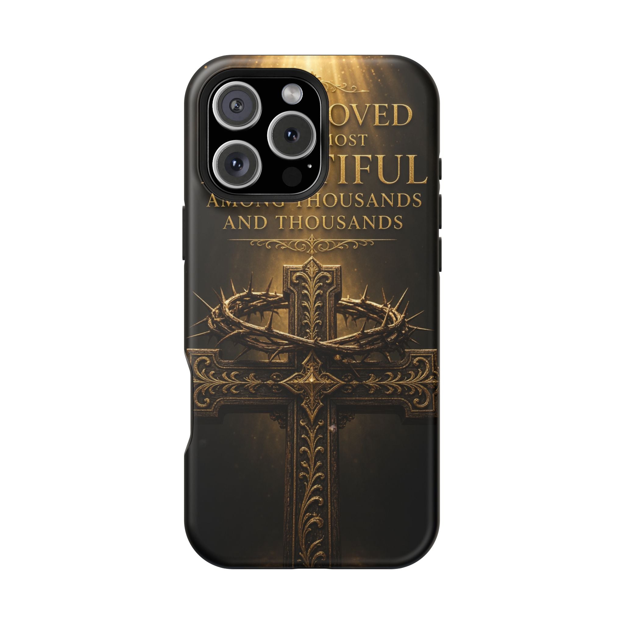 Magnetic Impact-Resistant Phone Case — "Most Beautiful" Cross with Crown of Thorns
