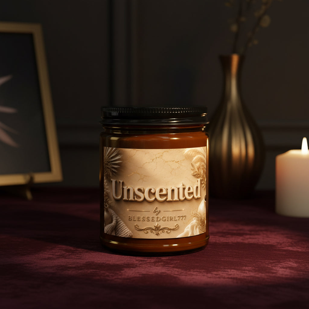 Unscented Soy Candle Jar — 4oz & 9oz Amber Glass with Black Lid