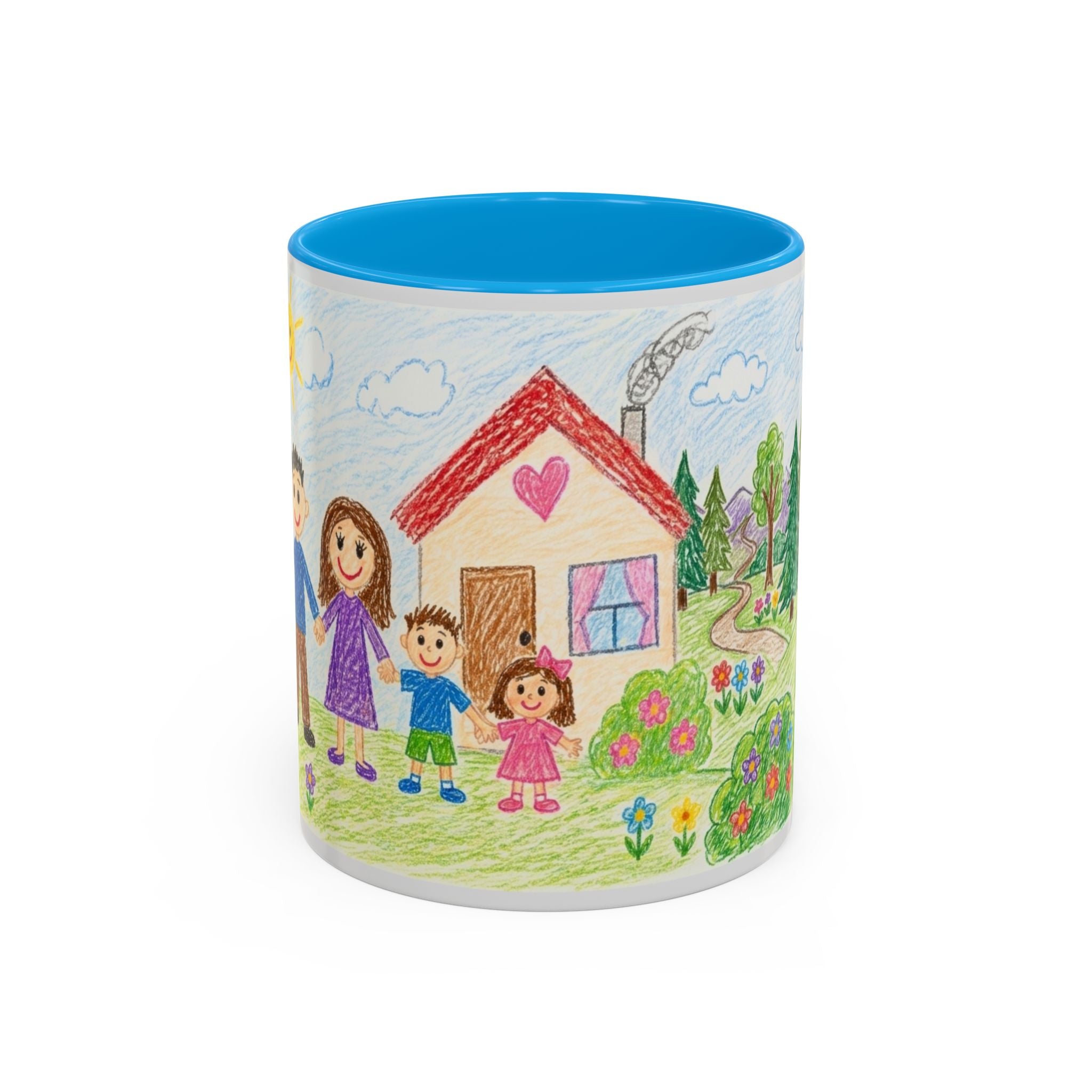 Crayon Family Home Drawing Mug | Colorful Ceramic Coffee Cup