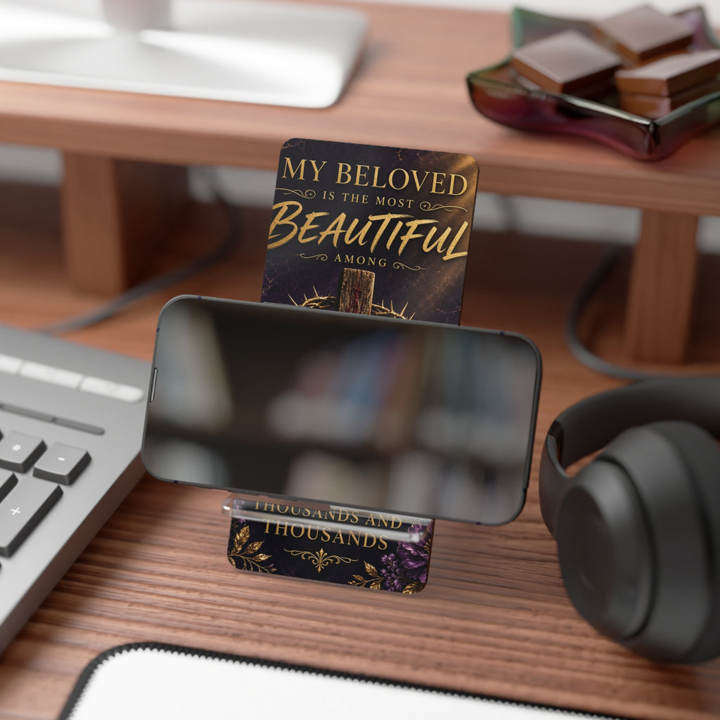 Christian Cross Phone Stand — "My Beloved is the Most Beautiful" Mobile Display Stand