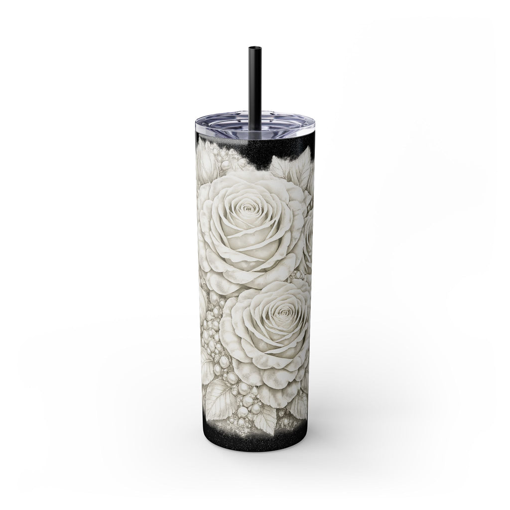 Skinny Tumbler — Monochrome Rose Garden 20oz Straw Tumbler