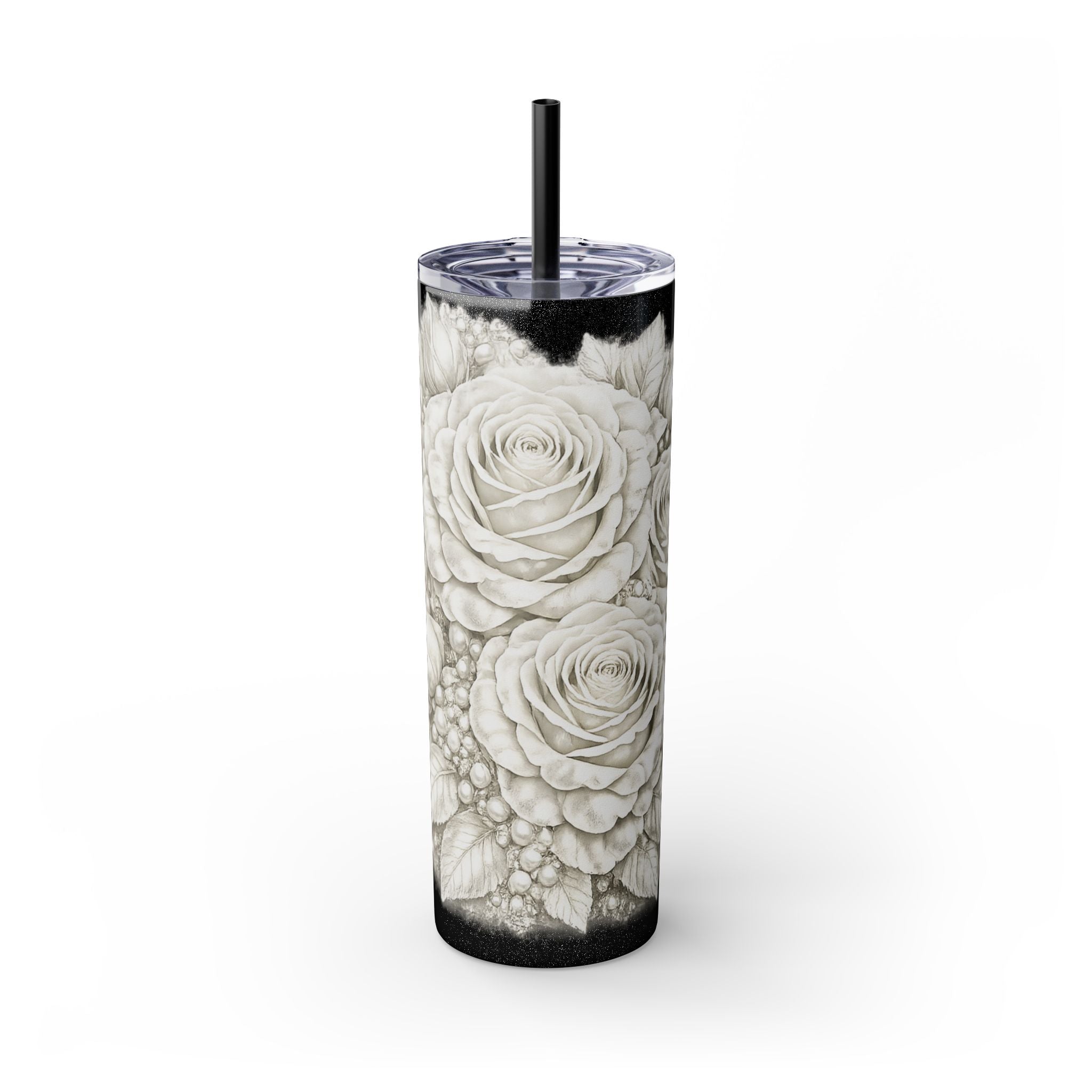 Skinny Tumbler — Monochrome Rose Garden 20oz Straw Tumbler