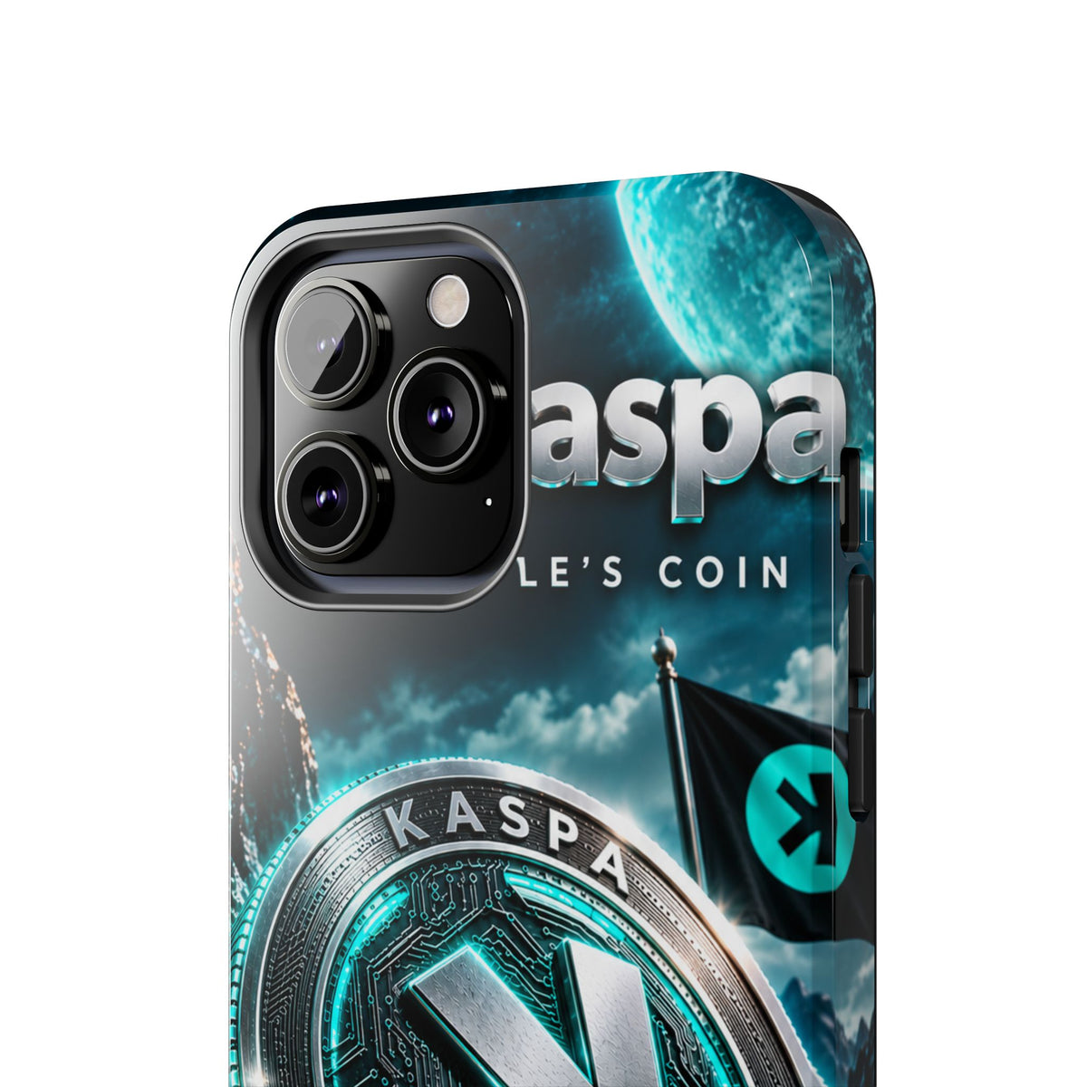 Kaspa Coin Tough Phone Case – Teal Crypto Logo Protective Cover