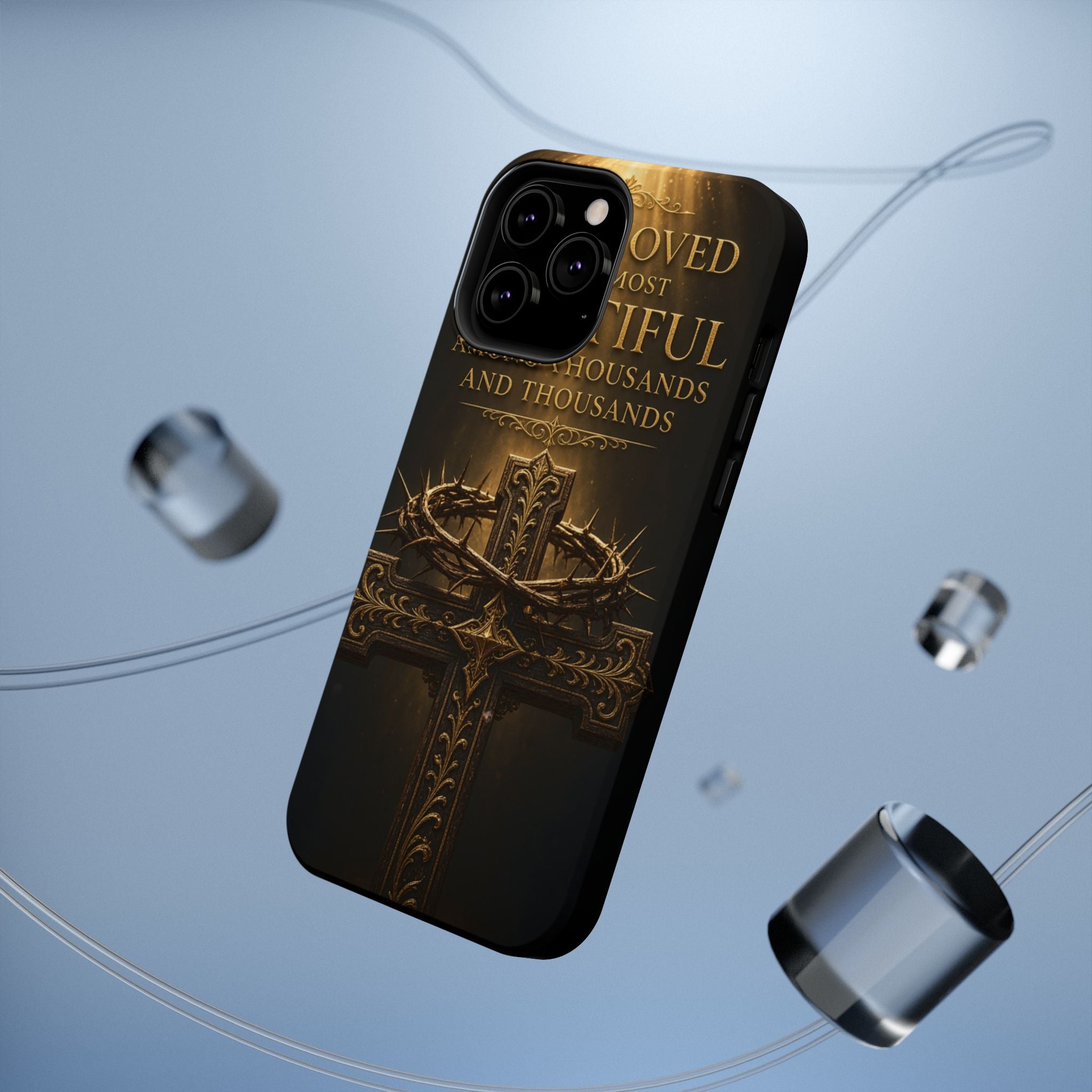 Magnetic Impact-Resistant Phone Case — "Most Beautiful" Cross with Crown of Thorns