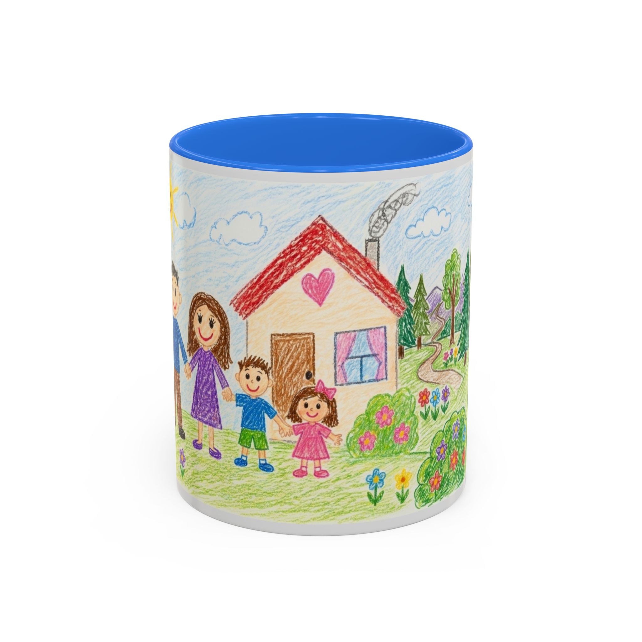 Crayon Family Home Drawing Mug | Colorful Ceramic Coffee Cup