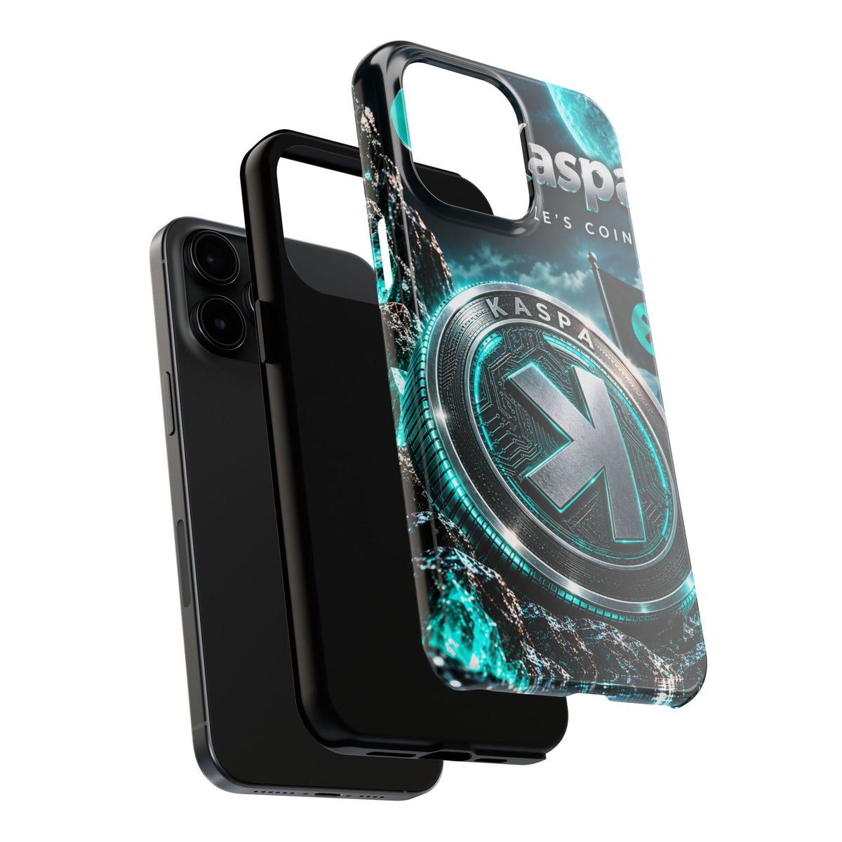 Kaspa Coin Tough Phone Case – Teal Crypto Logo Protective Cover