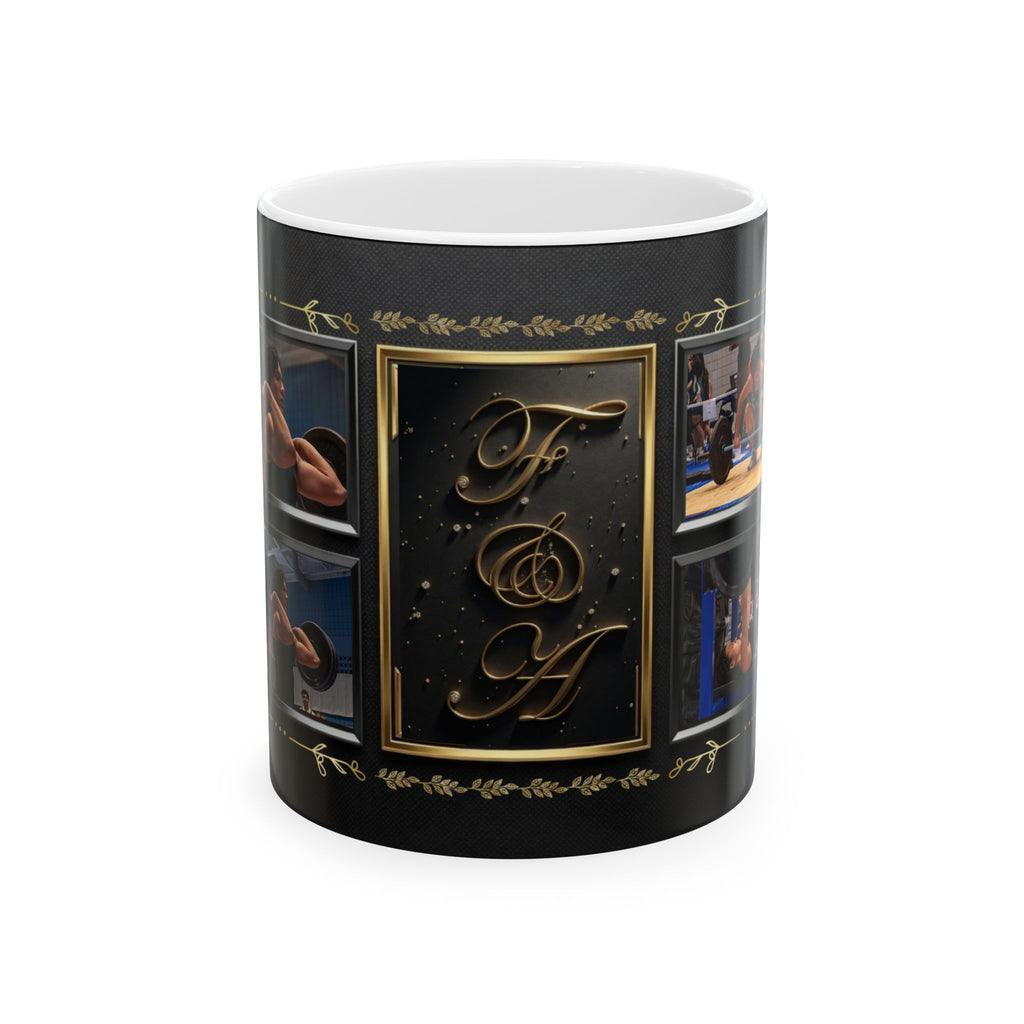 F & A Monogram Black Gold Frame Mug | Ceramic Coffee Cup