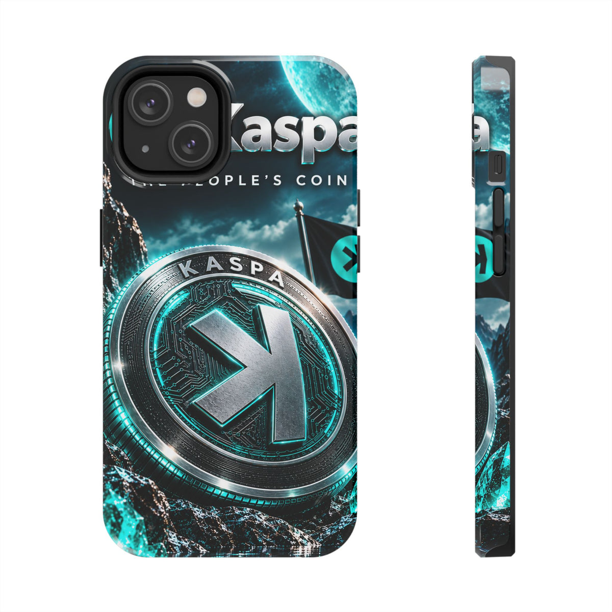 Kaspa Coin Tough Phone Case – Teal Crypto Logo Protective Cover