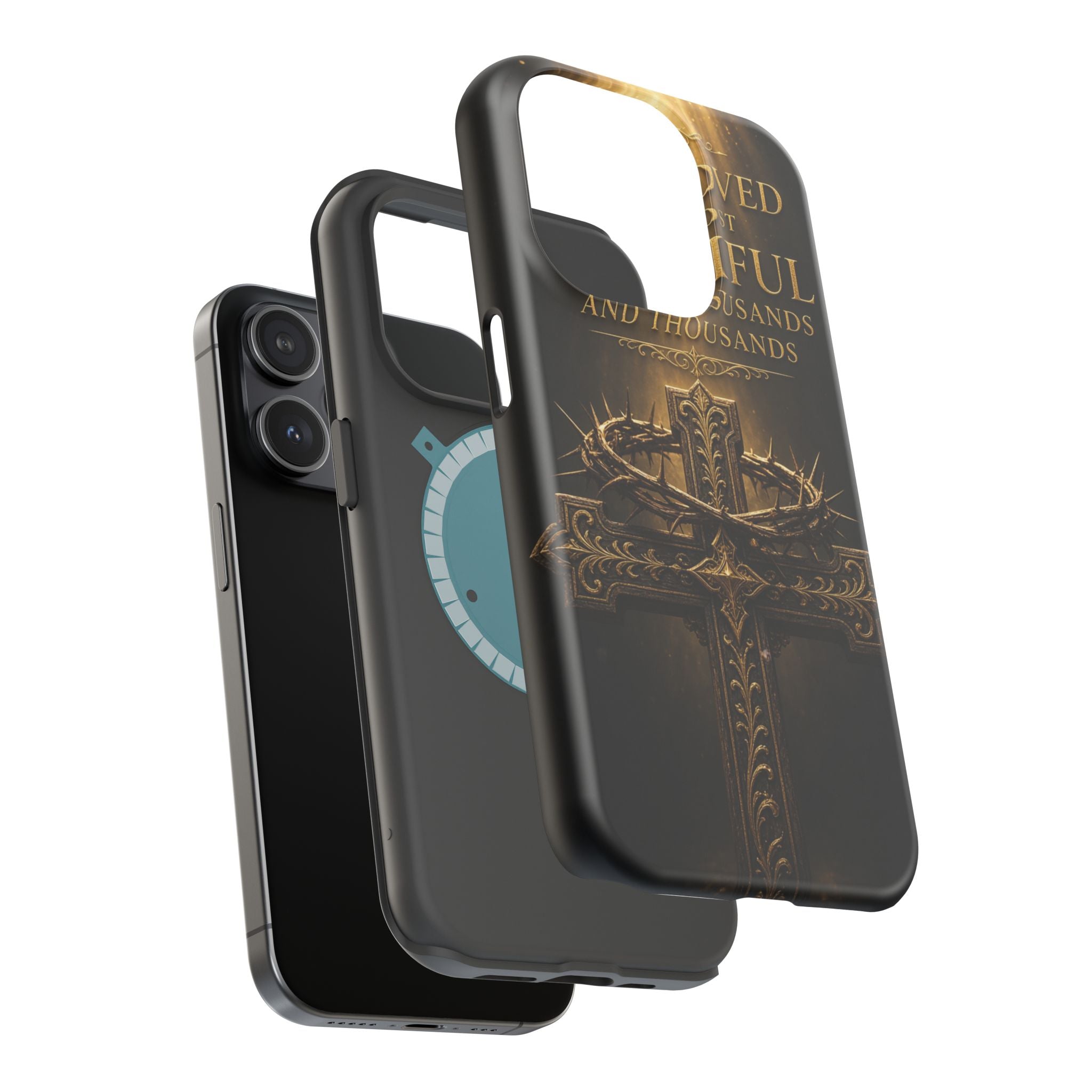 Magnetic Impact-Resistant Phone Case — "Most Beautiful" Cross with Crown of Thorns