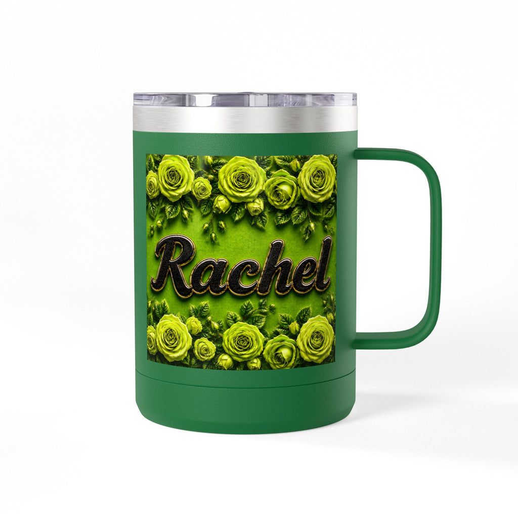 Personalized Rachel Floral 15oz Travel Mug — Insulated Coffee Tumbler