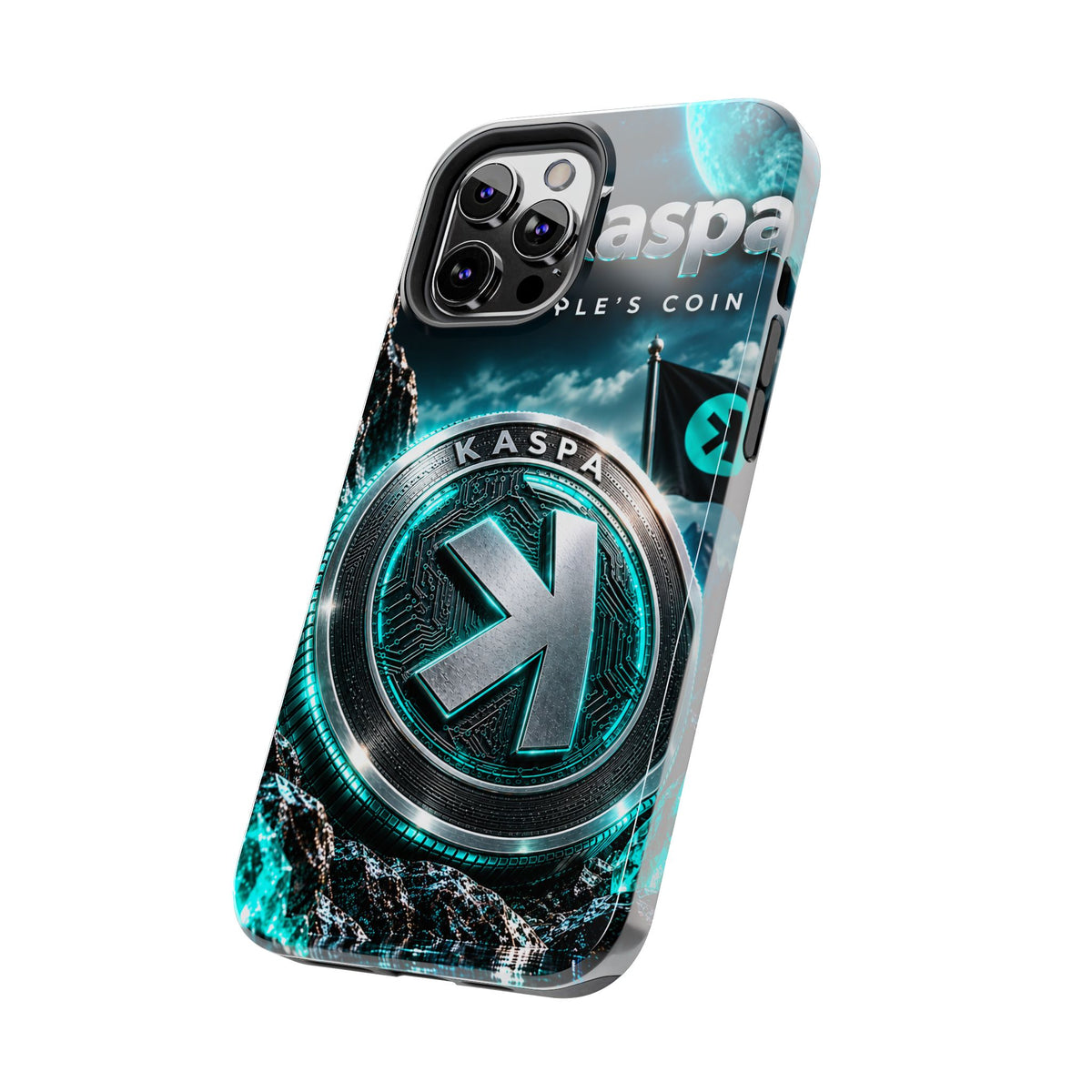 Kaspa Coin Tough Phone Case – Teal Crypto Logo Protective Cover