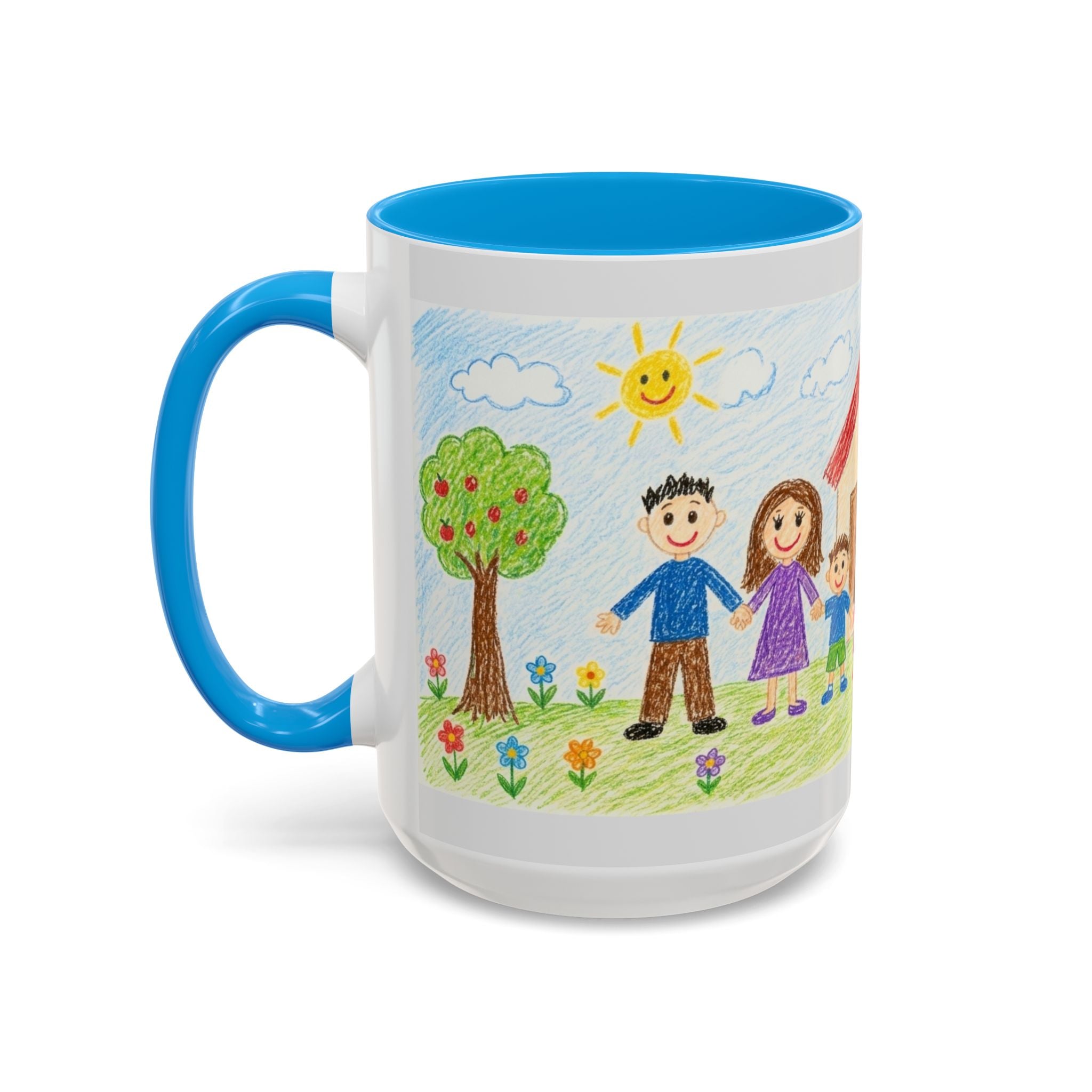 Crayon Family Home Drawing Mug | Colorful Ceramic Coffee Cup